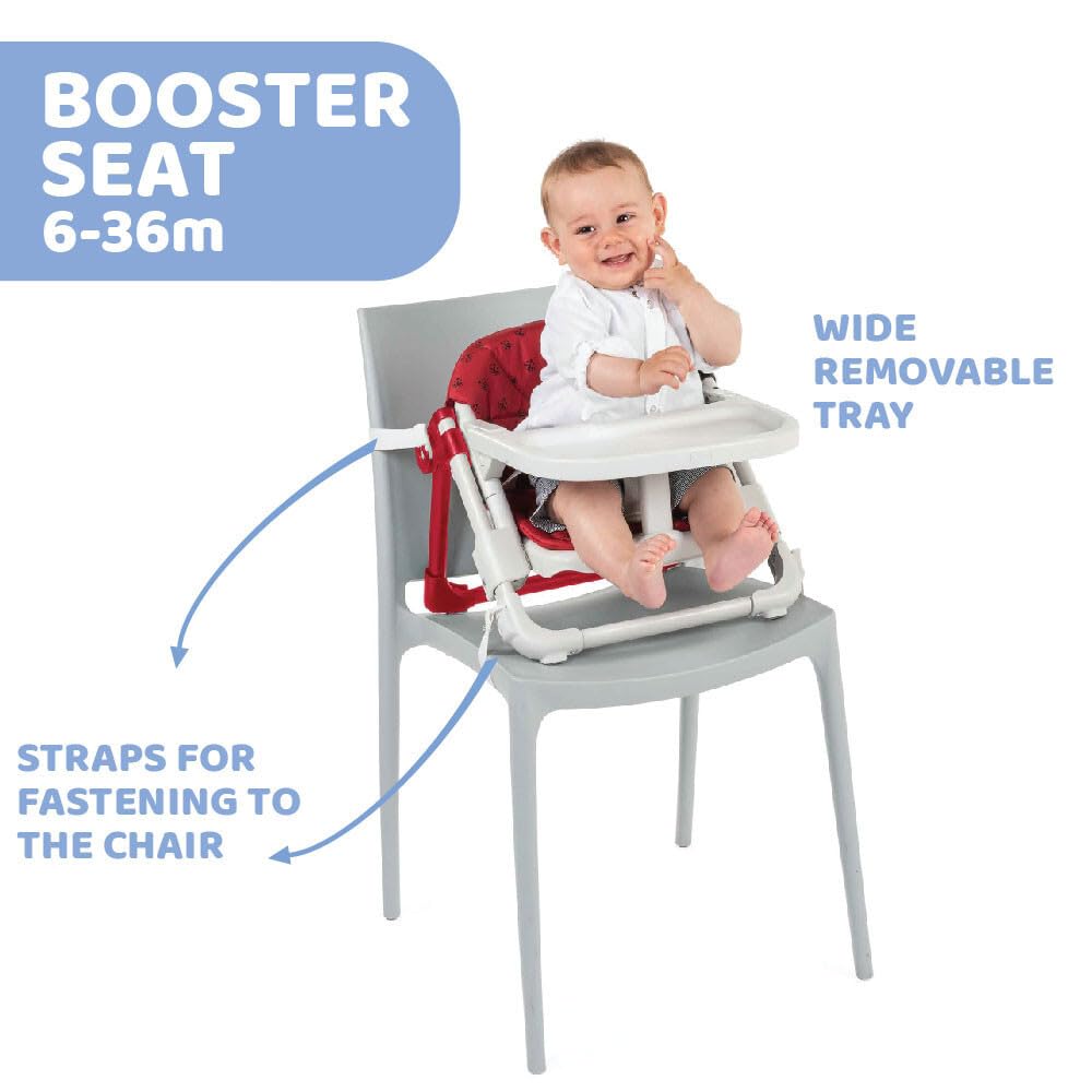 Chicco Chairy Booster Seat for Toddlers - Adjustable Bunny Design High Chair - Portable Baby Feeding Seat for Home & Travel Use