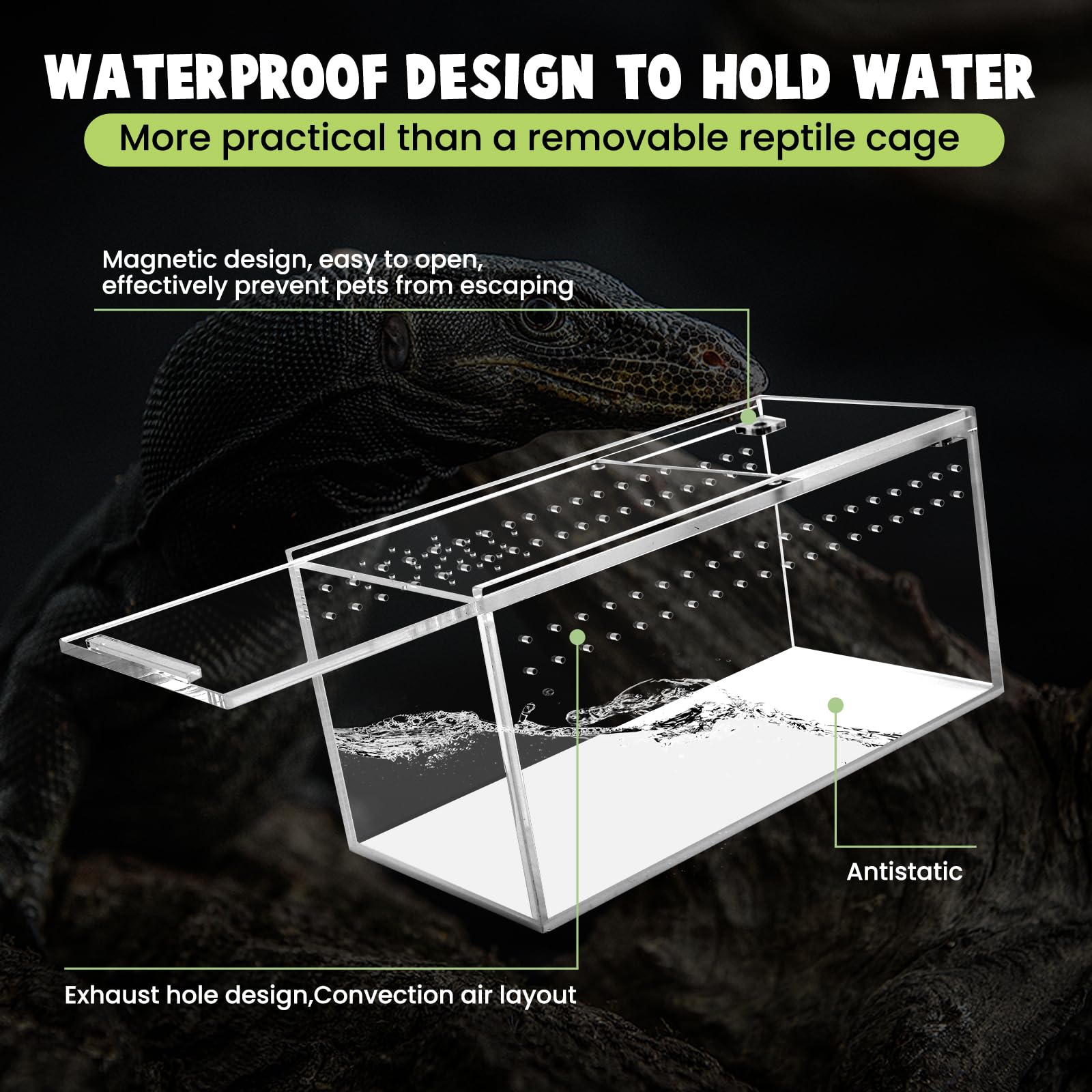 8x4x4 Inch Small Acrylic Tarantula Enclosure with Magnetic Lock - Thickened Terrarium for Isopods, Spiders, Reptiles & Lizards | Perfect for Juvenile Tarantula Habitat & Pet Display