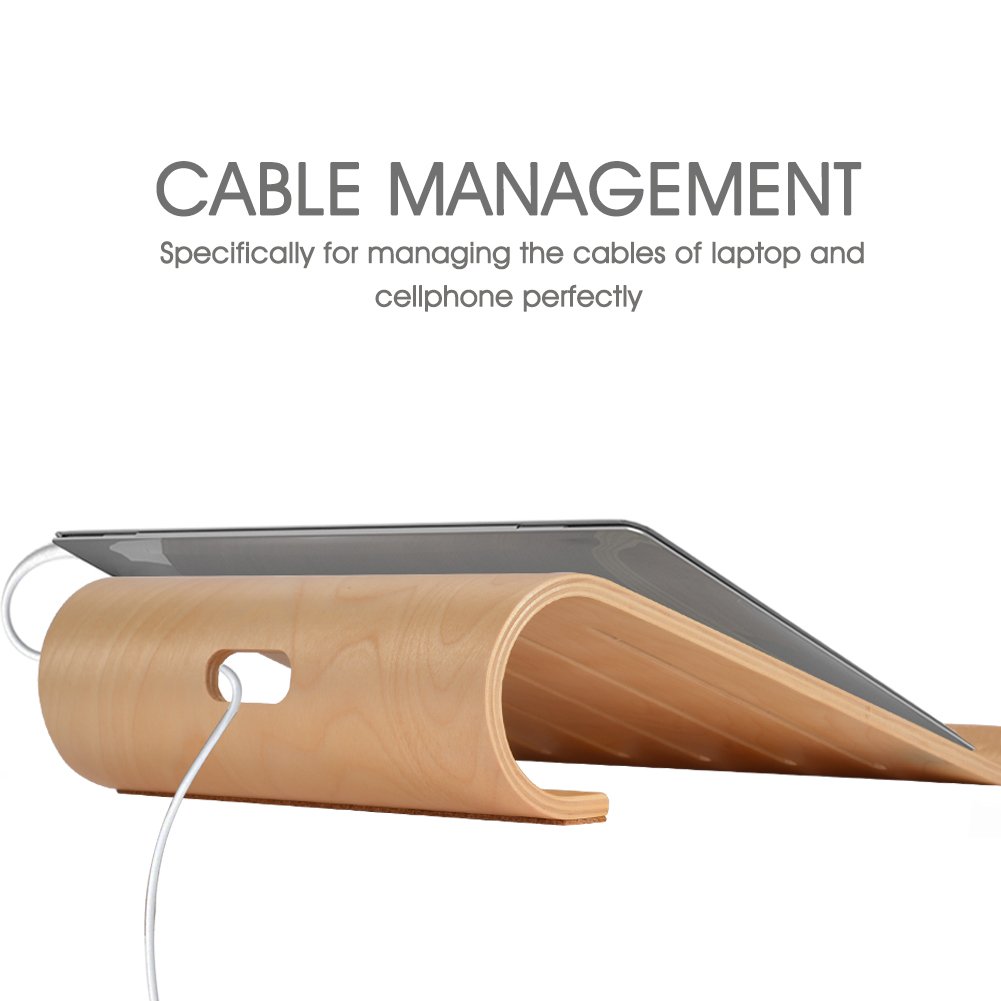 Premium Wooden Laptop Stand for MacBook, iPad Pro/Air/Mini & Tablets - Ergonomic Adjustable Height, White Birch - Perfect for Home Office, Study & Workstation Setup