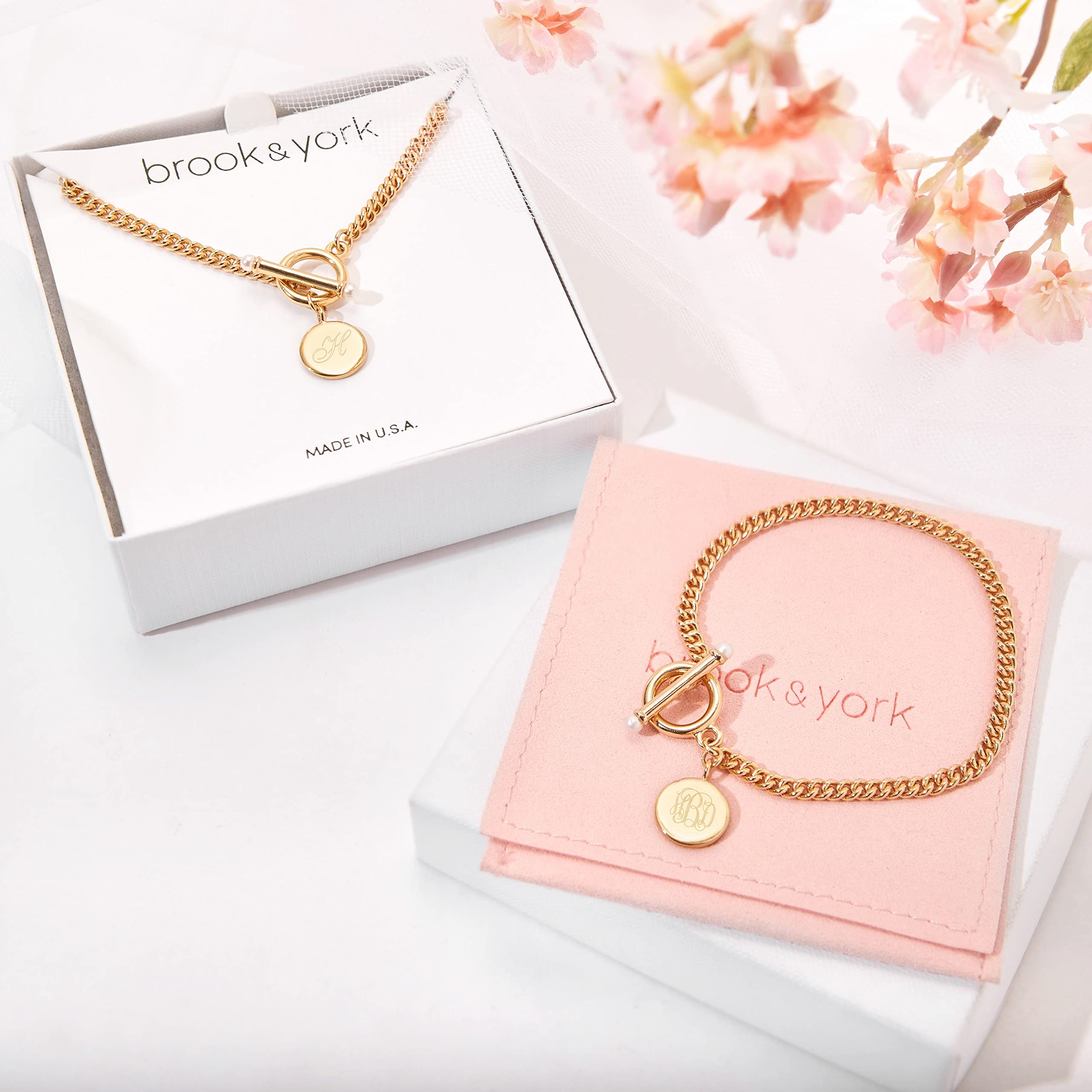 Custom Engraved Gold Toggle Bracelet for Women - Personalized Monogram Initial Jewelry Gift (7