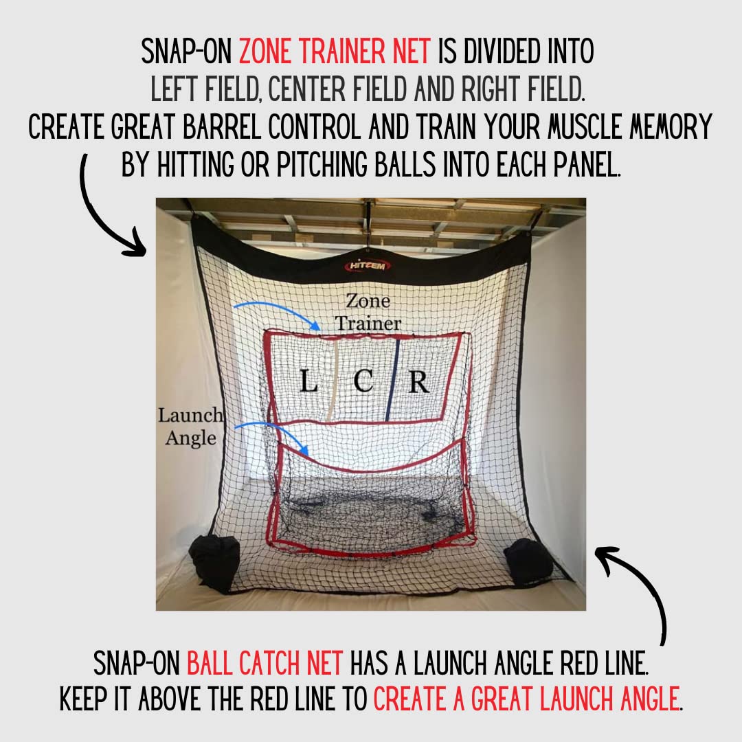 **Baseball & Softball Hitting & Pitching Practice Net - Portable Batting Training Net for Garage Door - Easy Roll-Up Storage - Baseball Training Equipment for Adults & Kids - Perfect for Backyard, Field, and Indoor Drills**