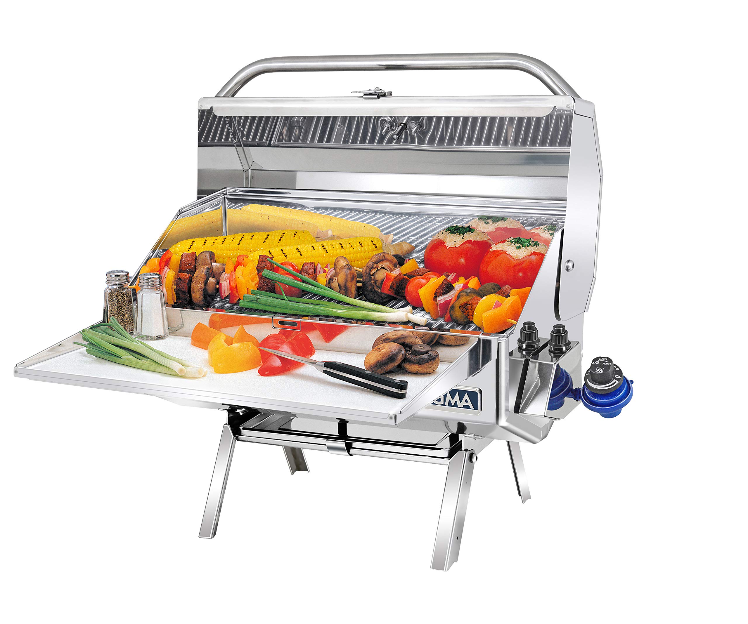 MAGMA Newport II Classic Gourmet Series Gas Grill A10-918-2 with Rectangular Grill Cover A10-990JB - 9x18 Inch Cooking Grate, Jet Black - Perfect for Outdoor Camping, Picnics & Backyard BBQs