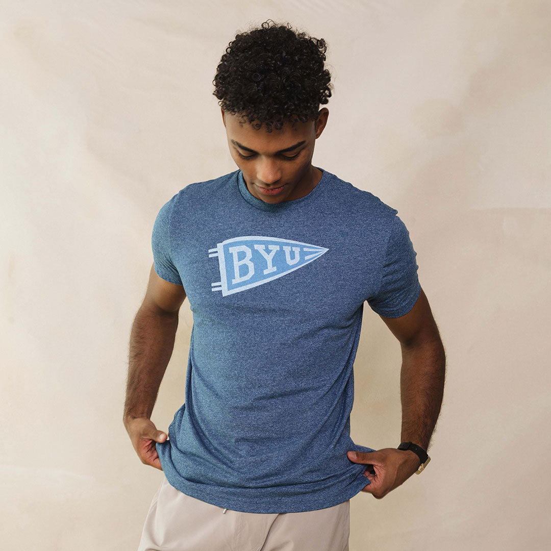 BYU Men's Classic Cotton T-Shirt - Navy Blue, Comfortable & Breathable for Casual Wear, School Spirit, and Everyday Outfits