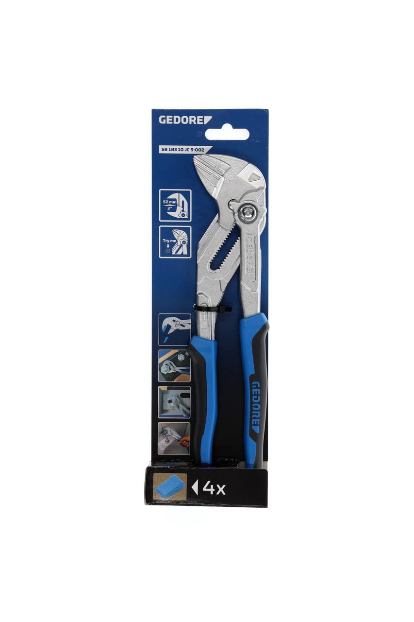 **GEDORE SB 183 10 JC S-002 Pliers Wrench Set - 52mm Clamping Width, No Teeth, Multi-Function Tool with Protective Jaws for Plumbing, Automotive & DIY Projects**