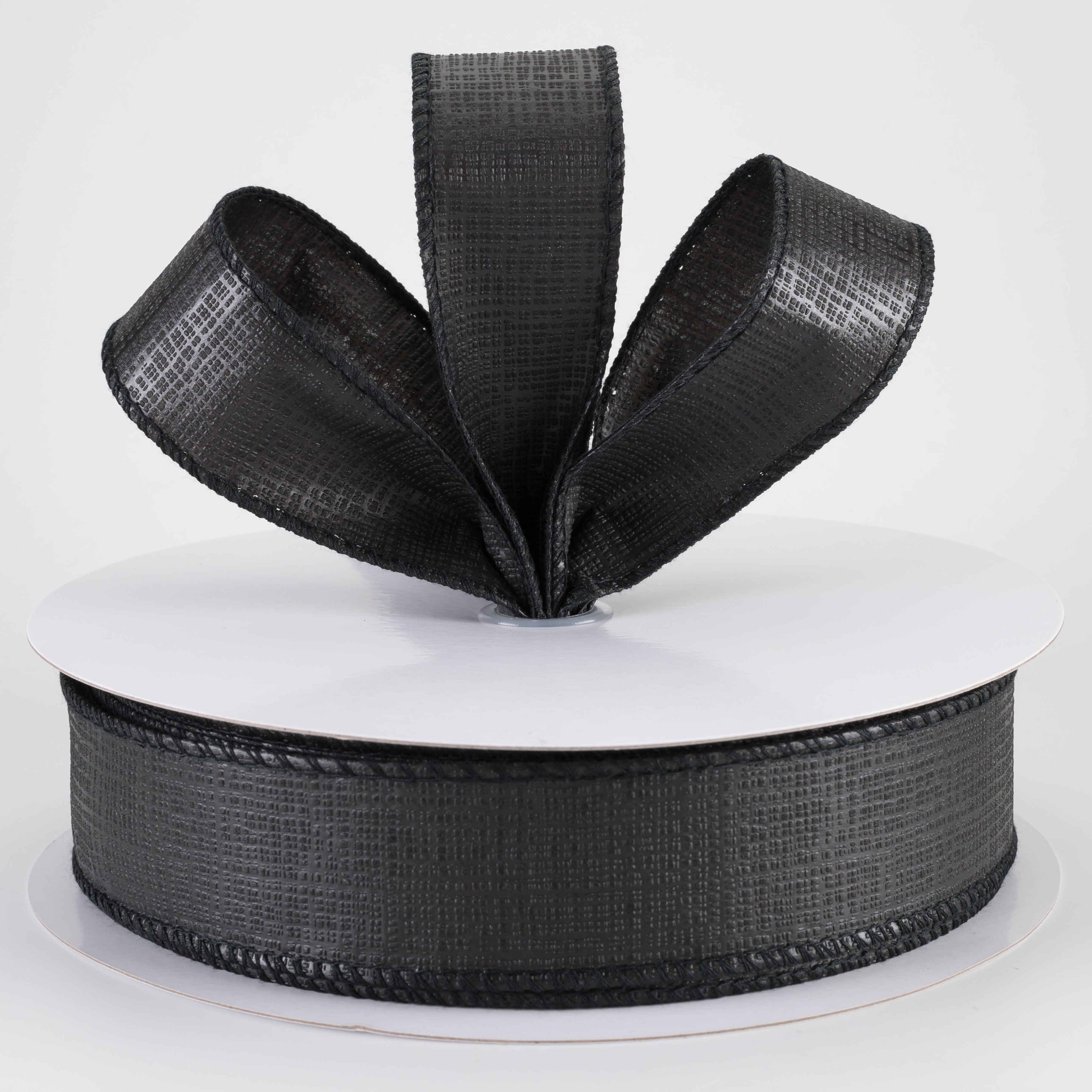 1.5 Inch Embossed Crosshatch Breeze Ribbon - Black Craft Ribbon (50 Yards) for Gift Wrapping, DIY Projects, Wedding Decorations & Hair Accessories