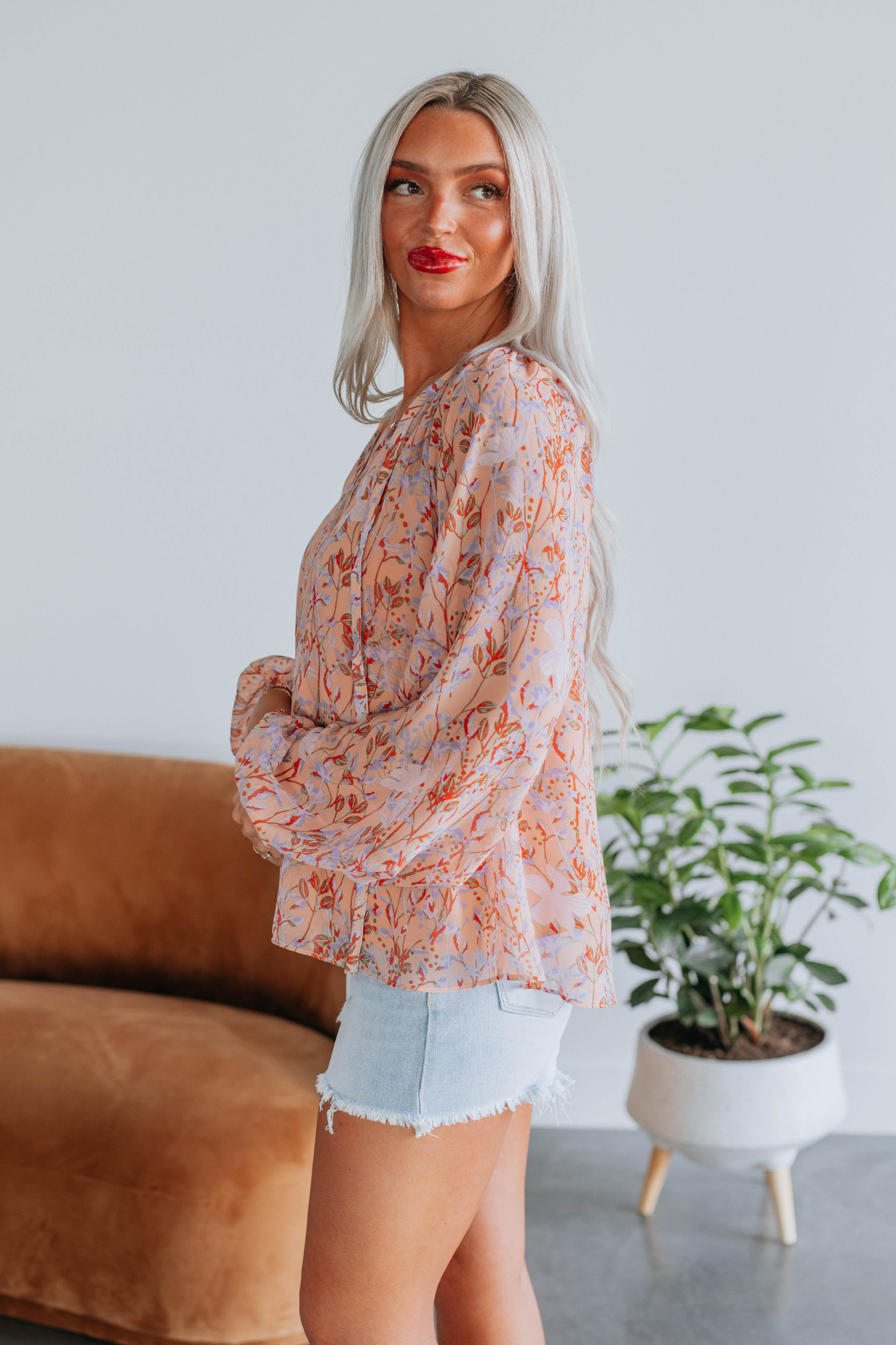 Breslin Floral Print Women's Blouse - Elegant Flowy Tops for Spring Summer, Office Wear & Casual Outfits
