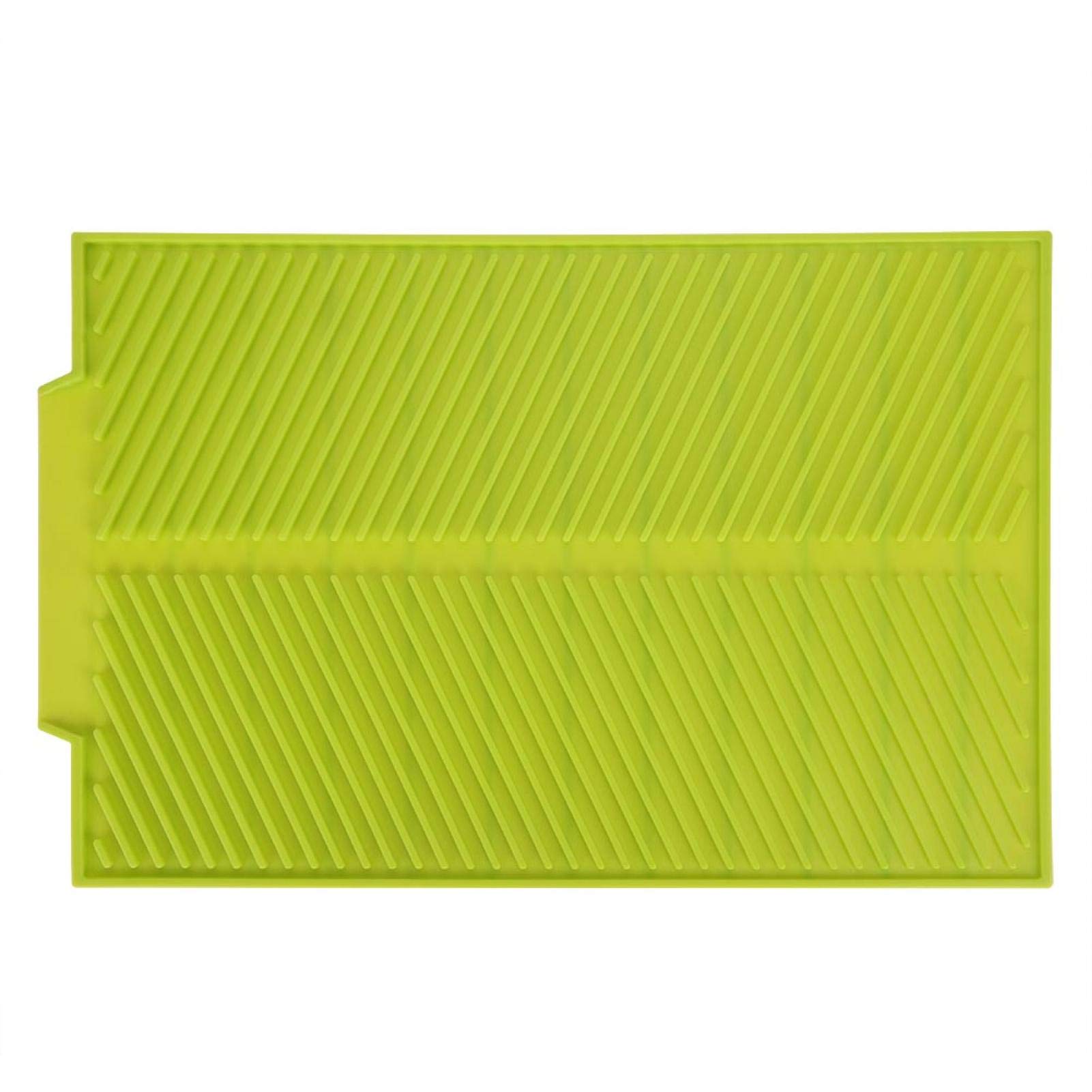 Universal Silicone Drain Mat - Non-Slip, Heat Resistant Dish Drying Rack Pad | Roll-Up Design for Easy Storage | Perfect for Kitchen Sink, Countertop & Dish Drying (Green)