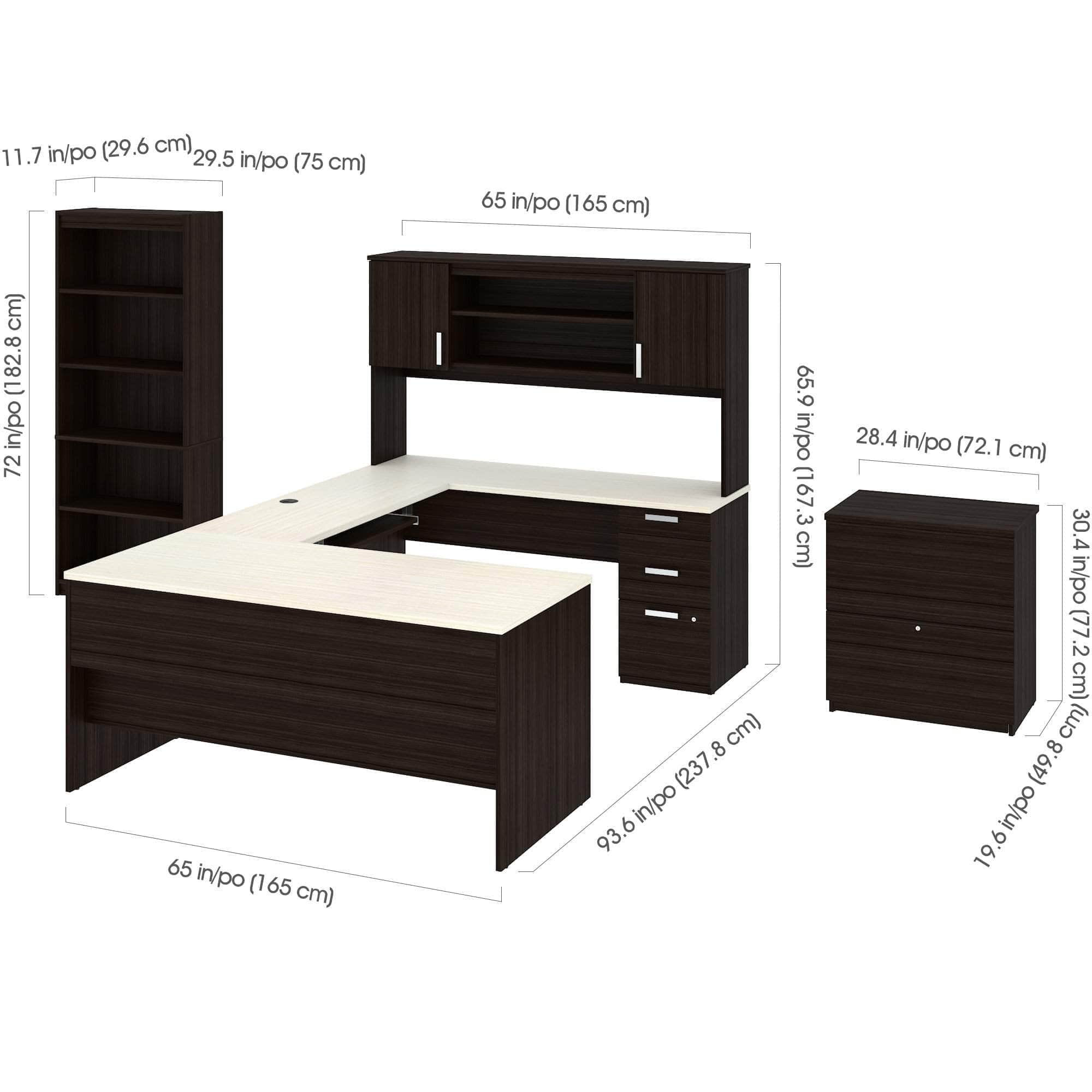 Ridgeley Executive Computer Desk with Hutch, Lateral File Cabinet & Bookcase - 2 Color Options | Home Office & Study Room Furniture for Professionals