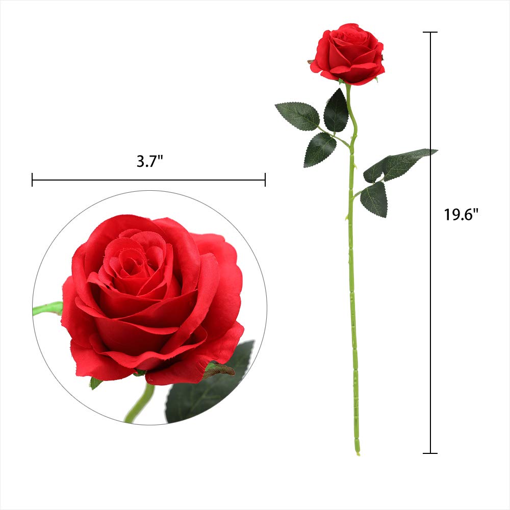 Lifelike Artificial Silk Rose Bouquet - 10pcs Red Fake Roses for Wedding Centerpieces, Home Decor, Party & Event Decoration - Perfect Gift for Anniversary, Valentine's Day & Romantic Occasions