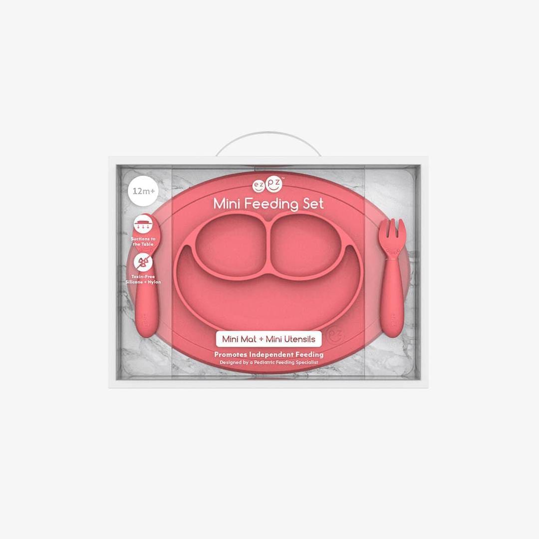 EZPZ Mini Feeding Set for Toddlers - BPA-Free Silicone Plates & Bowls for Babies - Perfect for Travel, Daycare & Mess-Free Mealtime