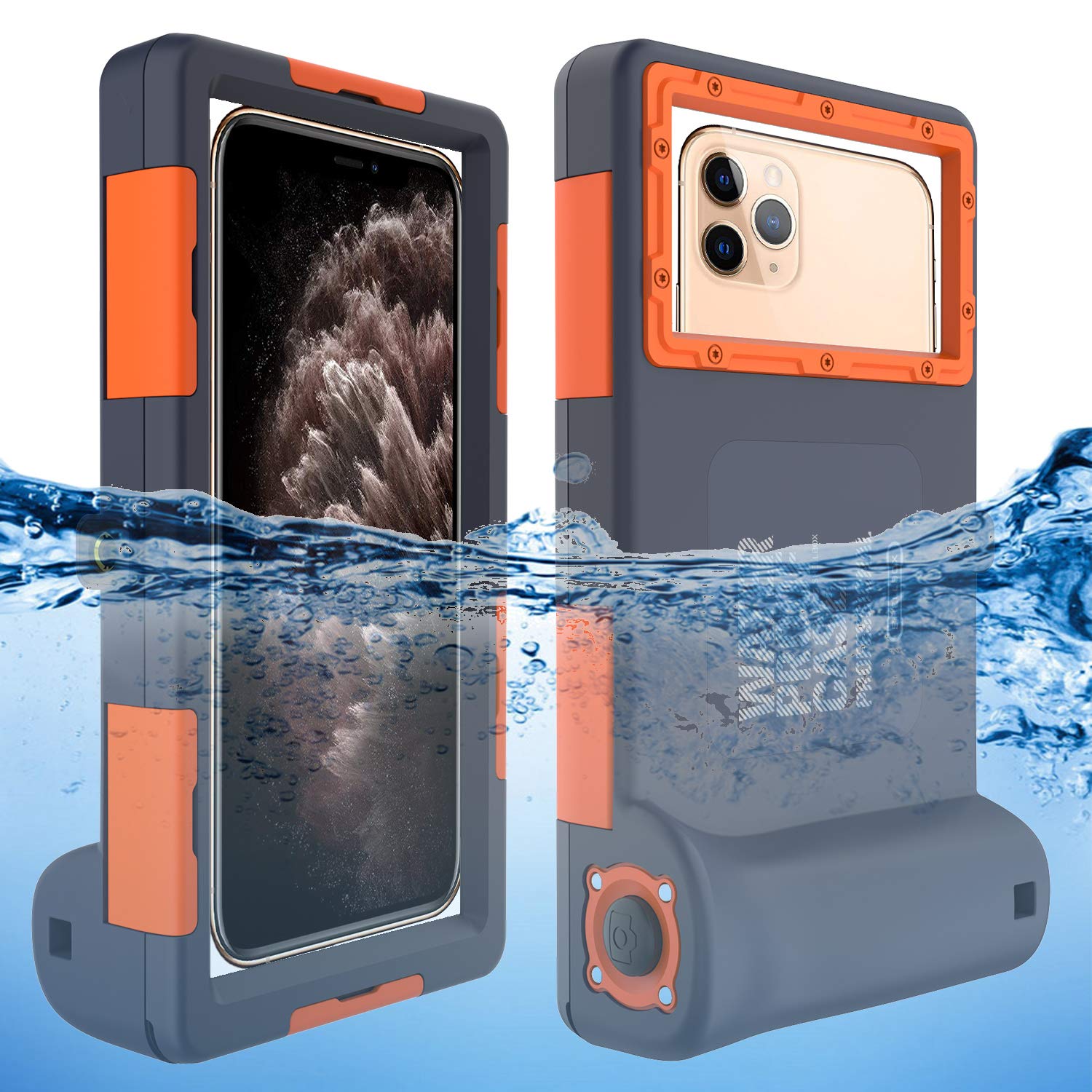 **Willbox Professional 15m/50ft Waterproof Phone Case for Galaxy & iPhone – Diving, Surfing, Snorkeling, Swimming Protection – Underwater Housing with Lanyard (Orange) – Perfect for Beach, Pool & Water Sports**