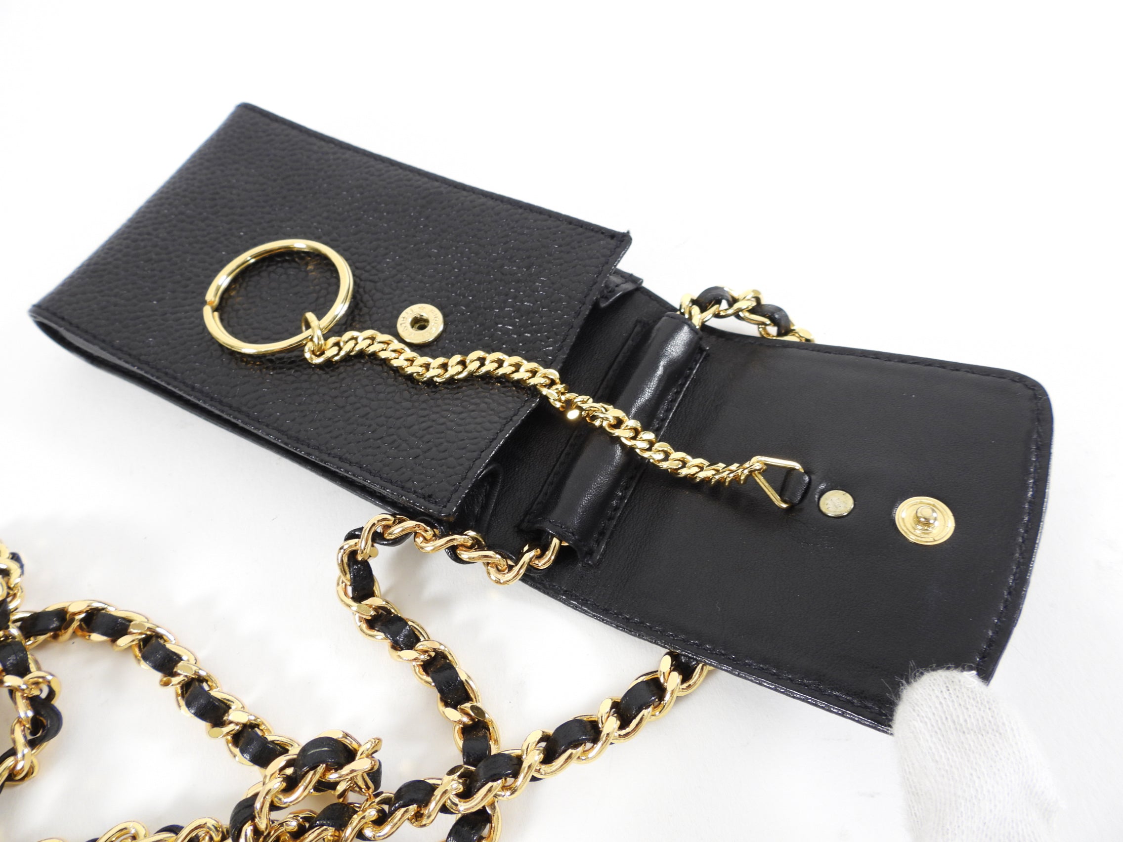 Vintage Chanel 1994 Black Caviar Leather Crossbody Card Holder Pouch Bag - Perfect for Everyday Use, Travel & Special Occasions