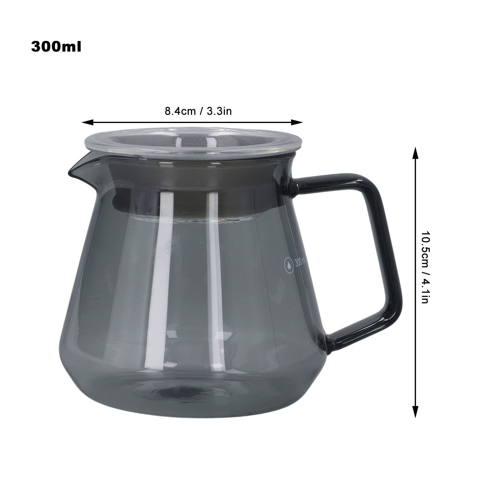 Premium 300ml High Borosilicate Glass Coffee Carafe - Electroplated Grey Replacement Pot for Drip Coffee Makers | Durable & Heat-Resistant for Home Kitchen, Office, or Coffee Shop Use