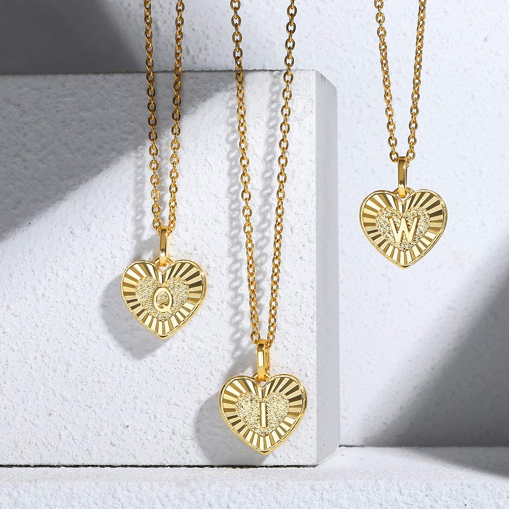 Trendy Gold Plated Women's Initial Necklace - Personalized A-Z Heart Pendant with Rolo Chain | Perfect Gift for Her, Birthday, Anniversary & Everyday Wear