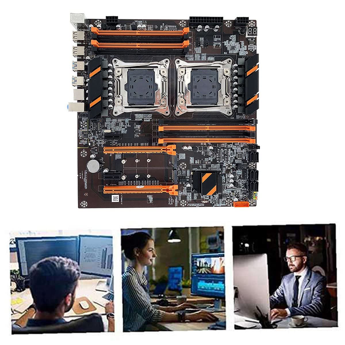 Lanlousy X99 Dual Motherboard with 2x Xeon E5-2630 V3 CPUs, SATA Cable, Baffle & Thermal Grease - LGA 2011 Socket, 8x DDR4 Slots, Supports 2011-V3 CPUs - Perfect for High-Performance Workstations, Gaming Rigs & Server Builds