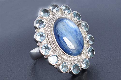 925 Sterling Silver Kyanite & Blue Topaz Ring for Women - Engagement, Wedding & Anniversary Jewelry