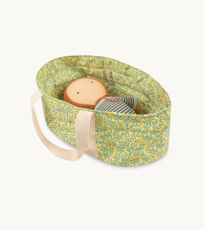 GOMMU Yellow Liberty Big Carry Cot - Portable Folding Travel Crib for Babies & Toddlers - Perfect for Camping, Beach Trips, and Family Visits
