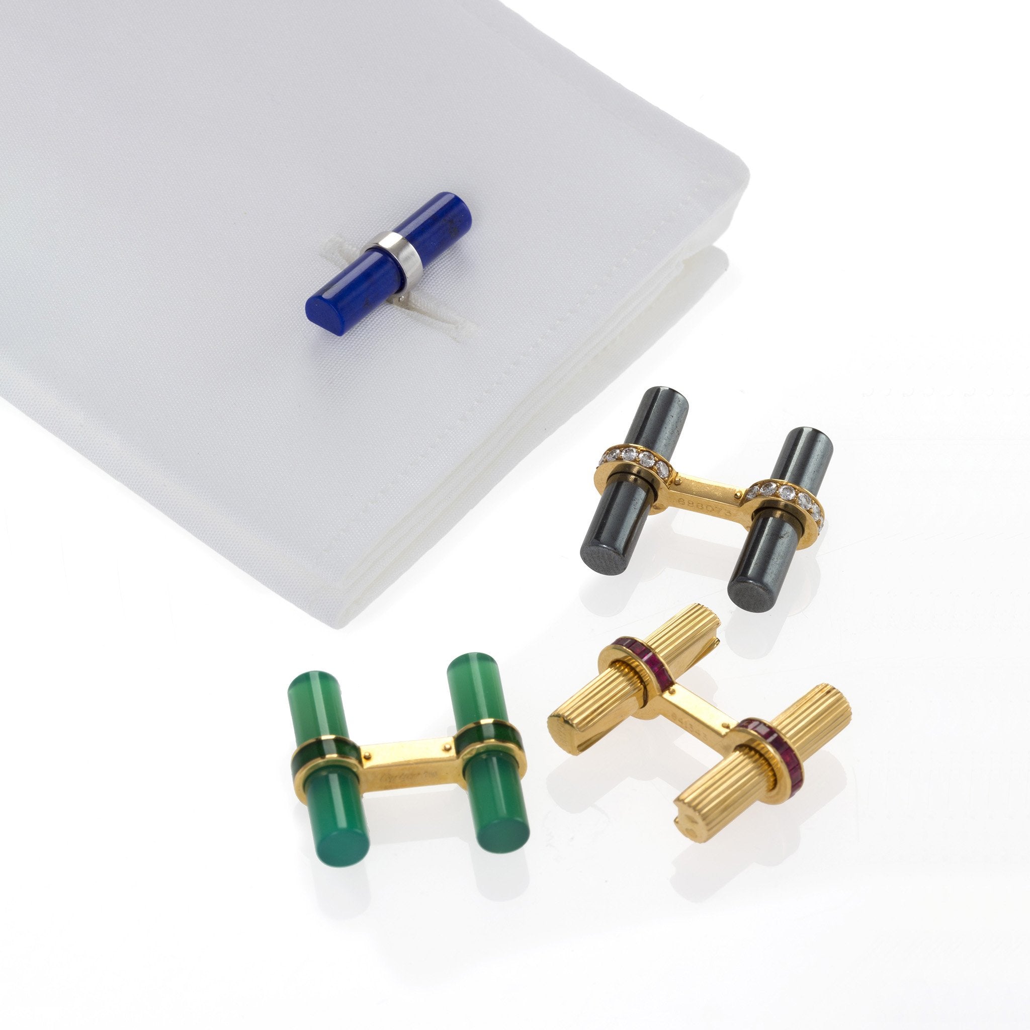 Cartier Interchangeable Baton Cufflinks Set - Luxury Men's Dress Accessories for Wedding, Business & Formal Events