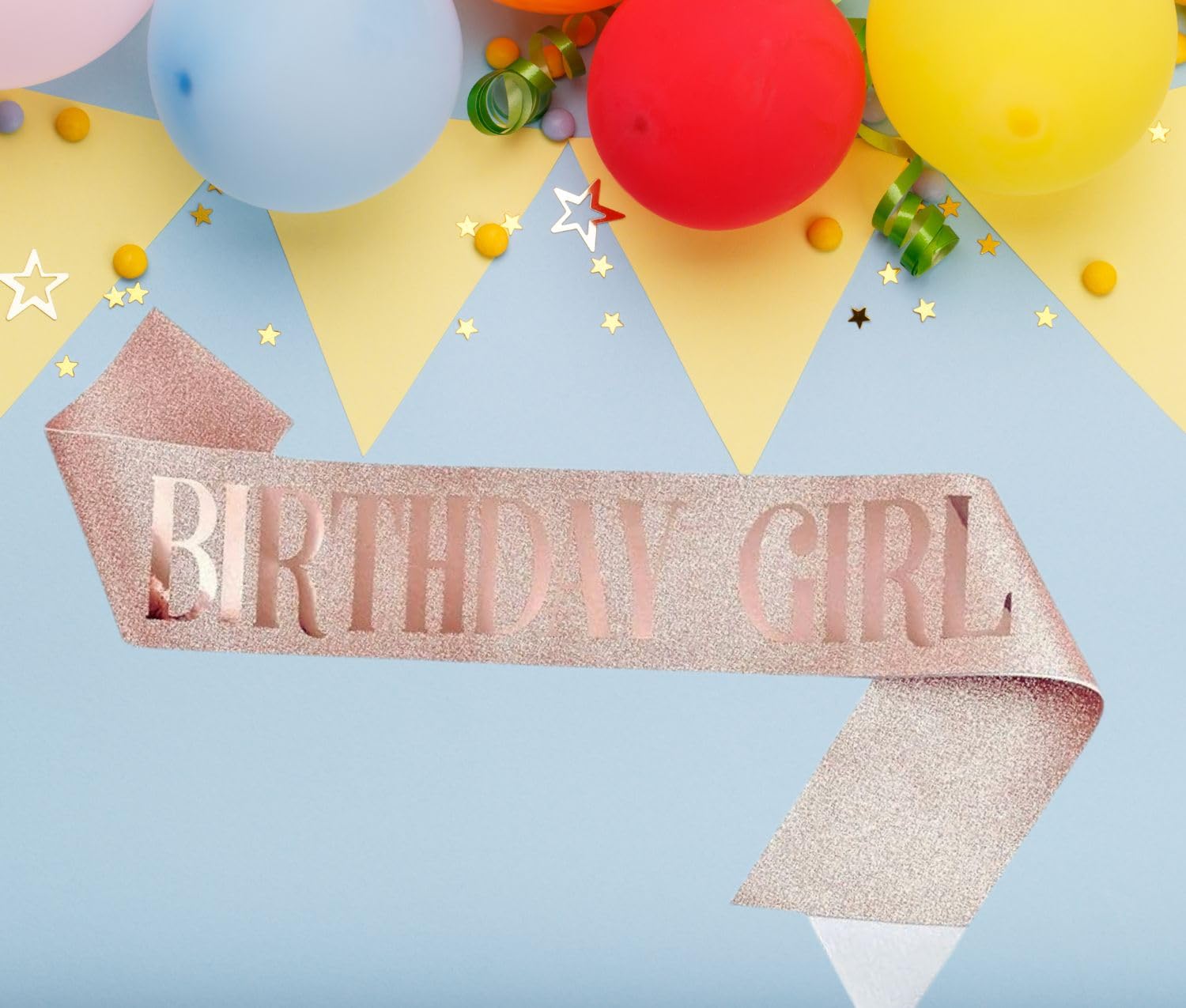 Rose Gold Birthday Girl Sash - Elegant Party Favor for Birthday Celebrations & Special Events - Perfect for Women's Birthday Parties, Bachelorette & Bridal Showers