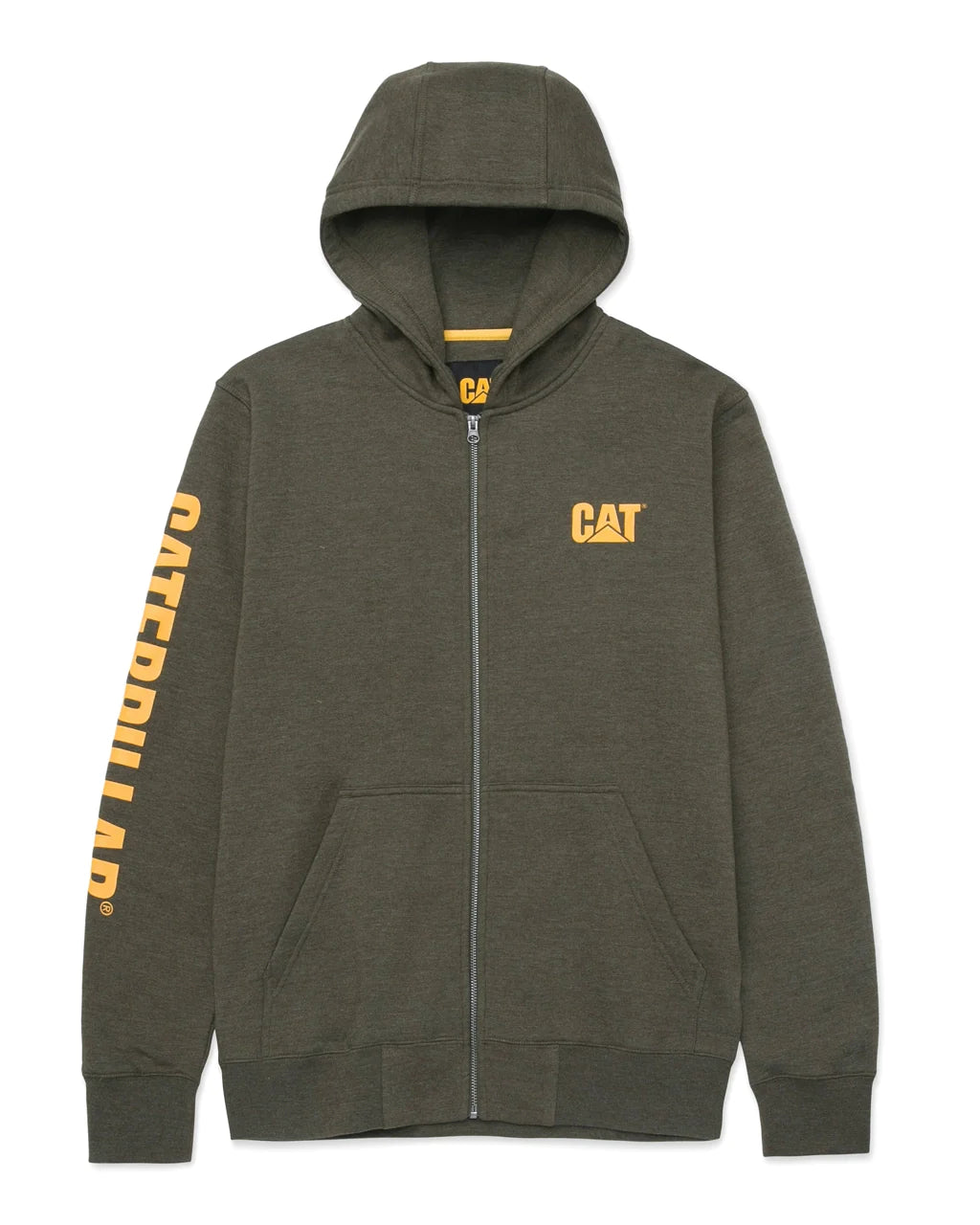 Caterpillar Men's Full Zip Hooded Sweatshirt W10840 - Heavyweight Fleece Jacket for Work & Outdoor Activities