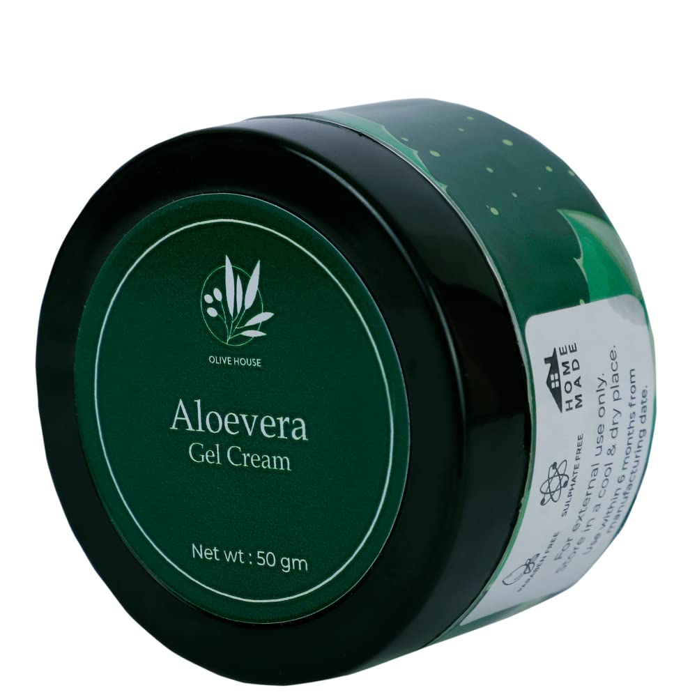 Olive House Aloe Vera Gel Cream - 50gm | Soothing Moisturizer for Sunburn, Dry Skin & After Sun Care | Natural Hydration for Face & Body