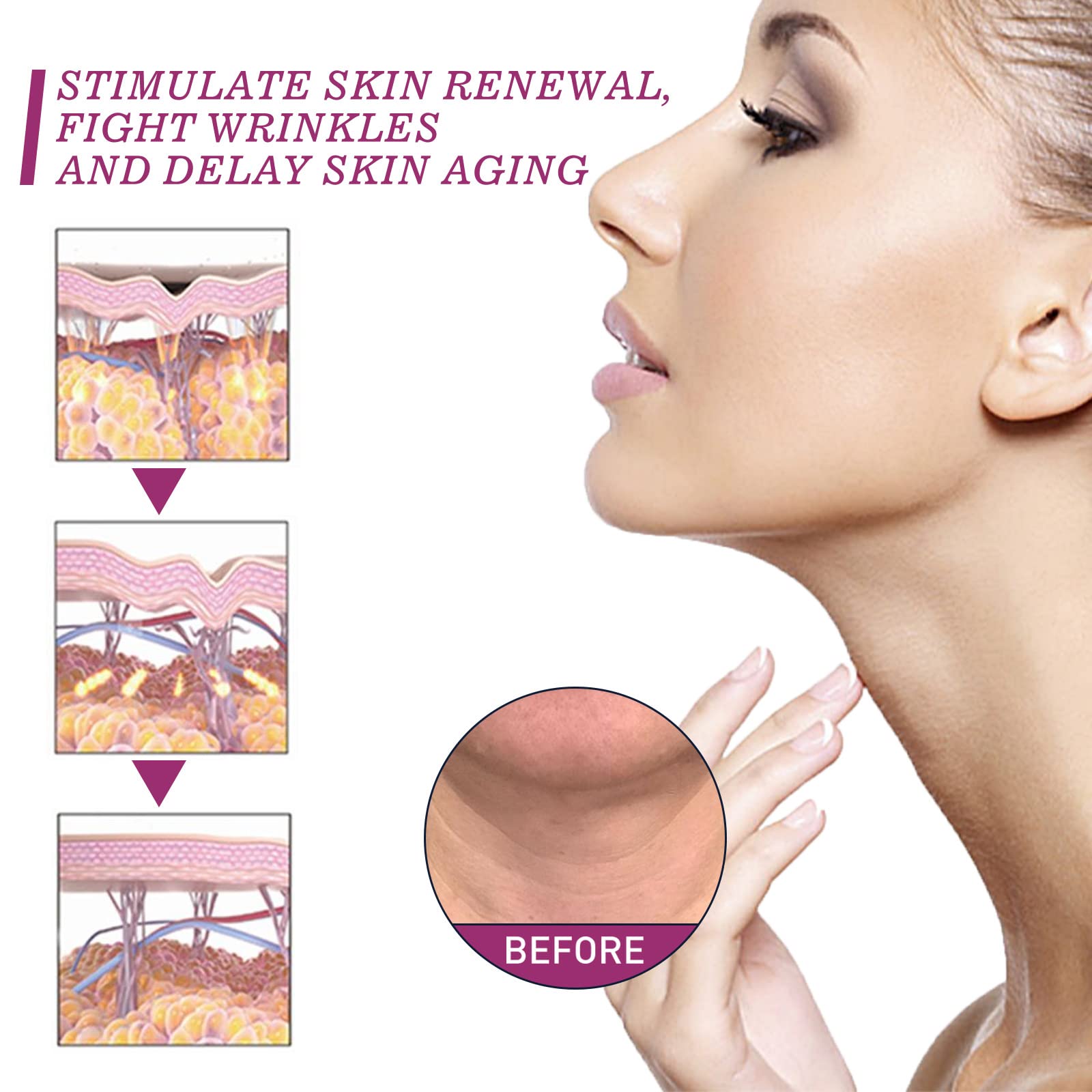 Hydrolyzed Collagen Neck Cream for Women - Anti-Aging Face & Neck Tightening Cream with Moisturizing & Firming Benefits | Spain Neckpon | Perfect for Night Routine & Wrinkle Reduction