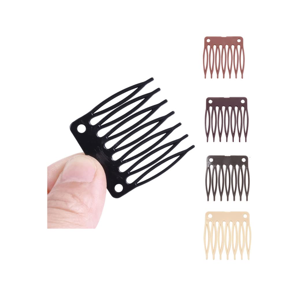 50 PCS Black Plastic Wig Hair Clip Combs with 7 Teeth & Caps - Durable Wig Making Accessories for Cosplay, Costumes & Daily Styling