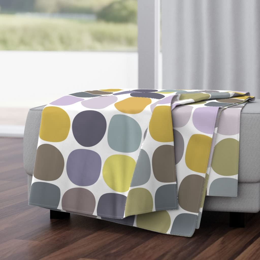 Soft Plush Minky Throw Blanket 50x70 Inches - Midcentury Modern Abstract River Rocks Design for Bedroom, Sofa & Cozy Home Decor