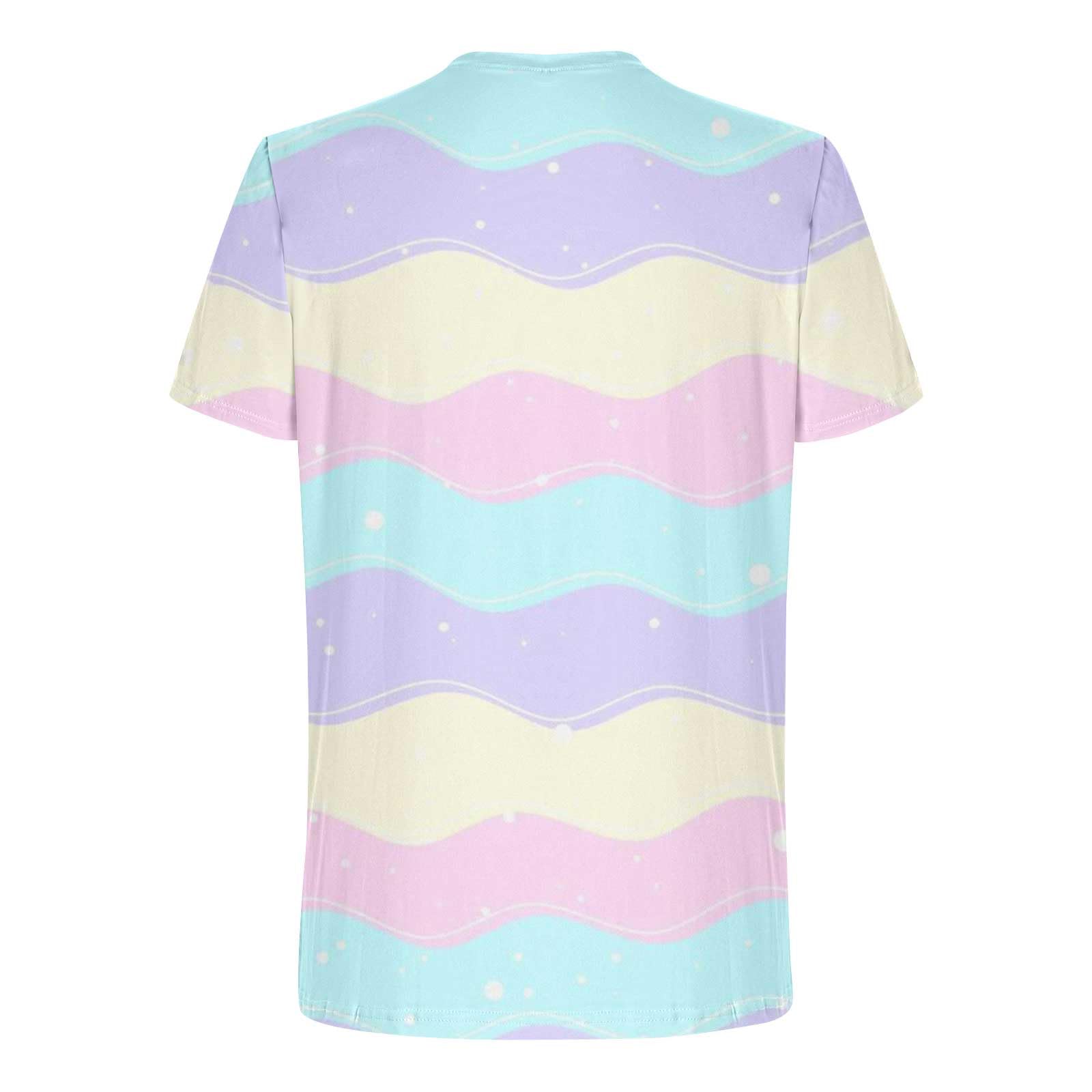 Men's Easter Print T-Shirt - Short Sleeve Graphic Tee with Striped Color Block Design - Summer Fashion Holiday Top for Casual Wear, Easter Celebrations & Outdoor Activities