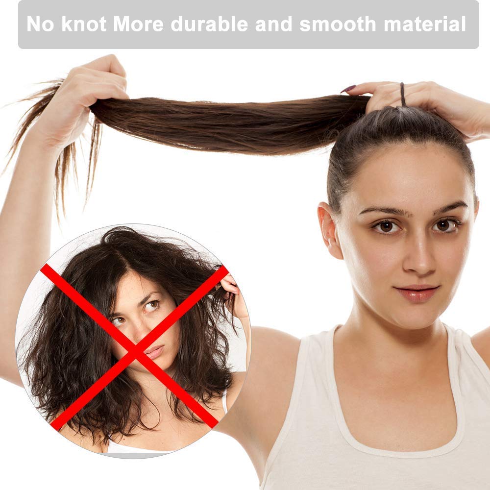 Rlanos Black Elastic Hair Bands - No Metal Ponytail Holders for Thick, Heavy & Curly Hair - Soft Stretch Hair Ties (Pack of 24) - Perfect for Workouts, Yoga, Sports & Everyday Hairstyles