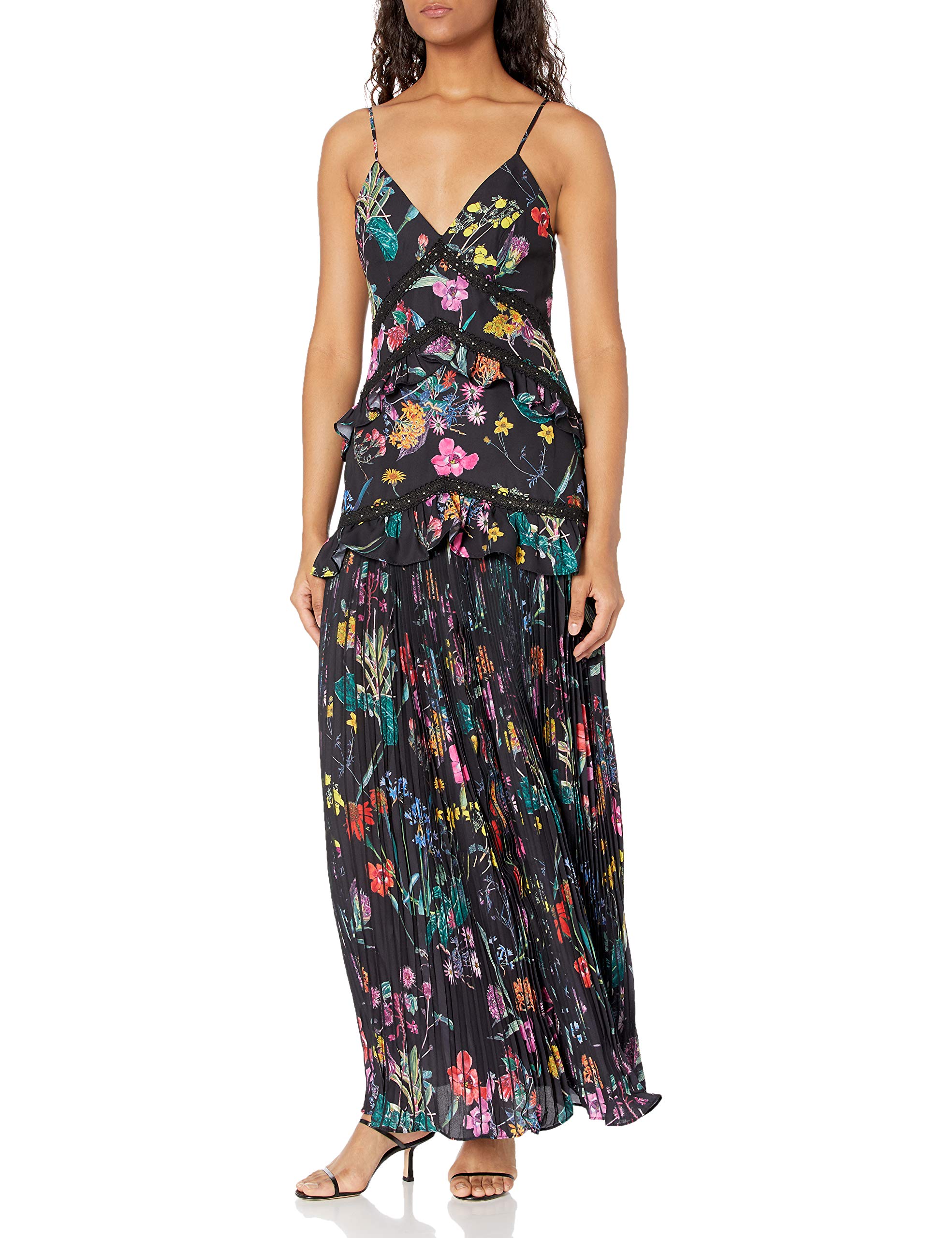 Elliatt Women's Paradox V-Neck Pleated Maxi Dress - Elegant Flowy Formal & Wedding Guest Dress for Special Occasions