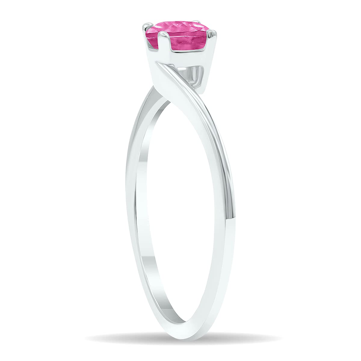 10K White Gold Pink Topaz Solitaire Wave Ring for Women | Elegant Jewelry Gift for Anniversary, Birthday & Special Occasions | Perfect for Everyday Wear & Evening Events