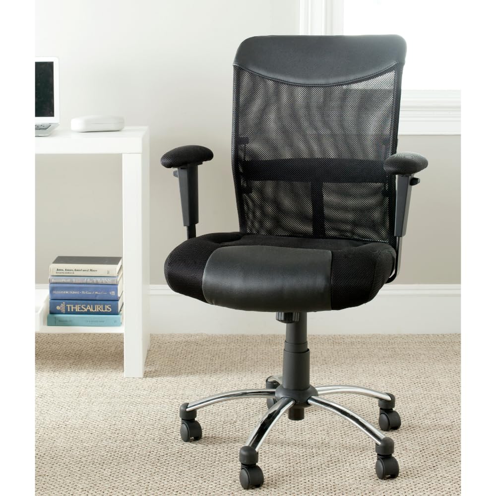 Safavieh Bernard Black Home Office Desk Chair - Ergonomic Executive Chair for Work, Study, and Gaming