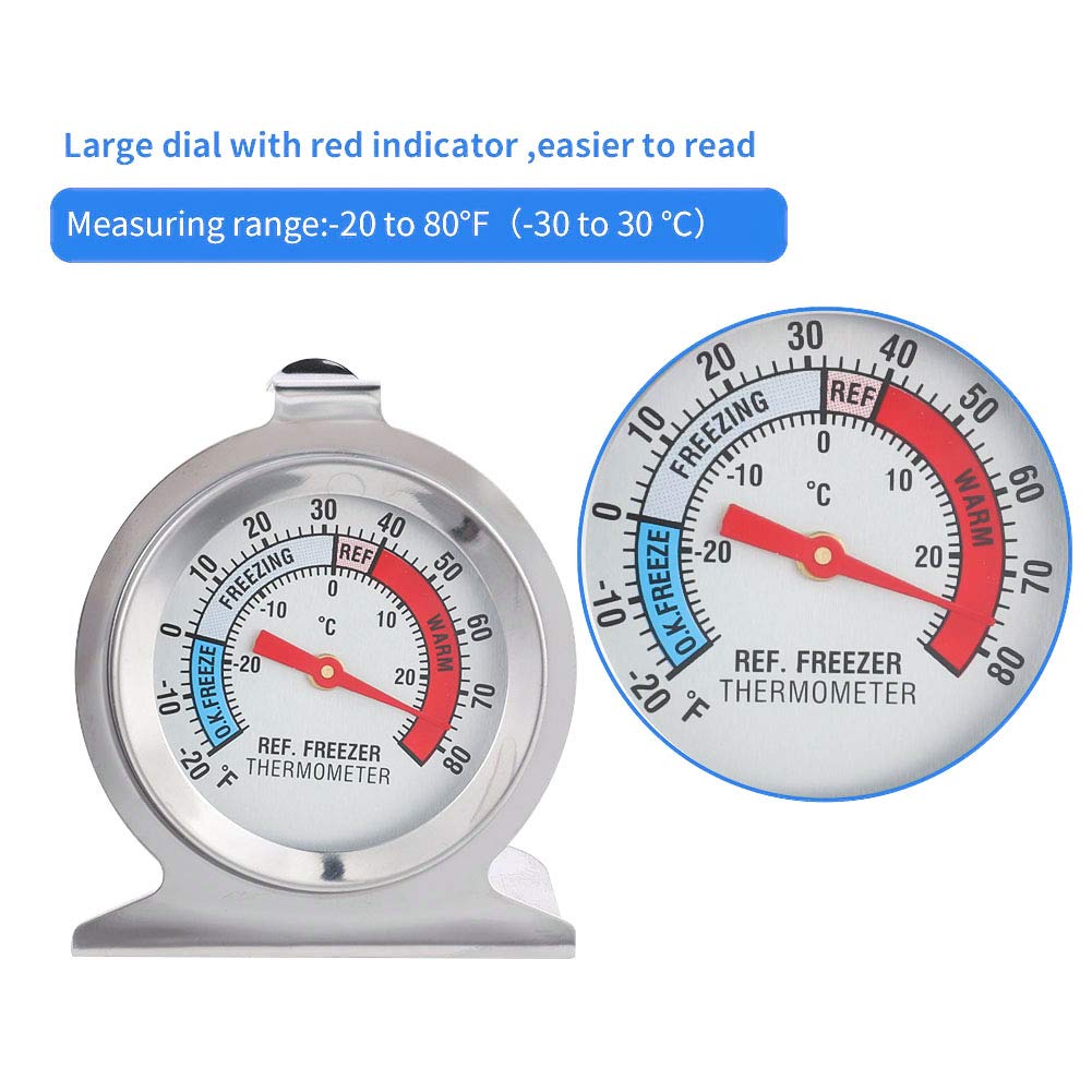 Refrigerator Freezer Thermometer - Large Dial Digital Temperature Gauge for Fridge, Cooler & Freezer (4-Pack) | Perfect for Home Kitchen, Restaurant & Food Storage Monitoring
