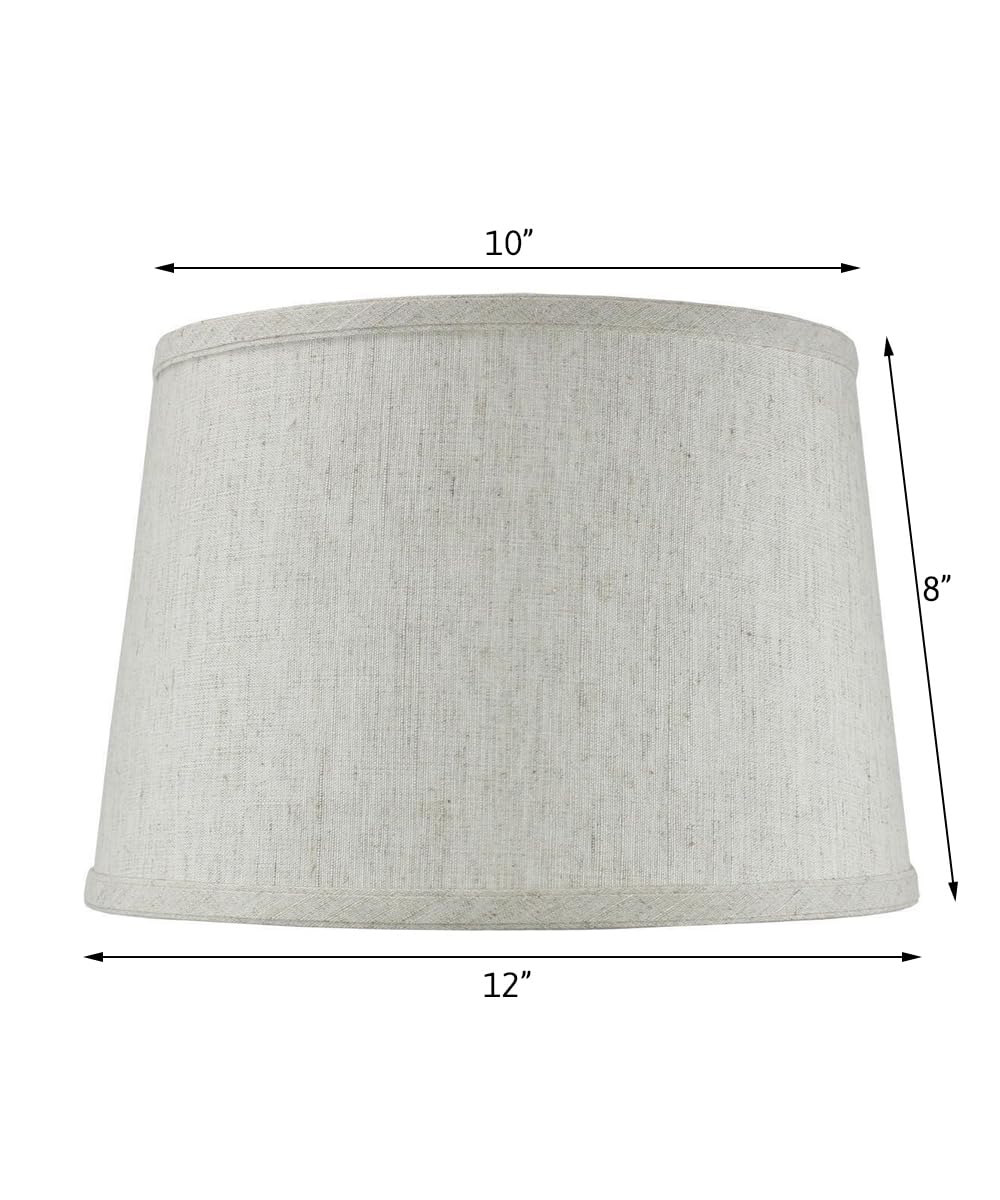 10x12x08 Hardback Shallow Drum Lampshade Textured Oatmeal with Brass Spider Fitter - Medium Off-White Lamp Shade for Table & Desk Lamps - Perfect for Living Room, Bedroom, and Office Lighting Decor