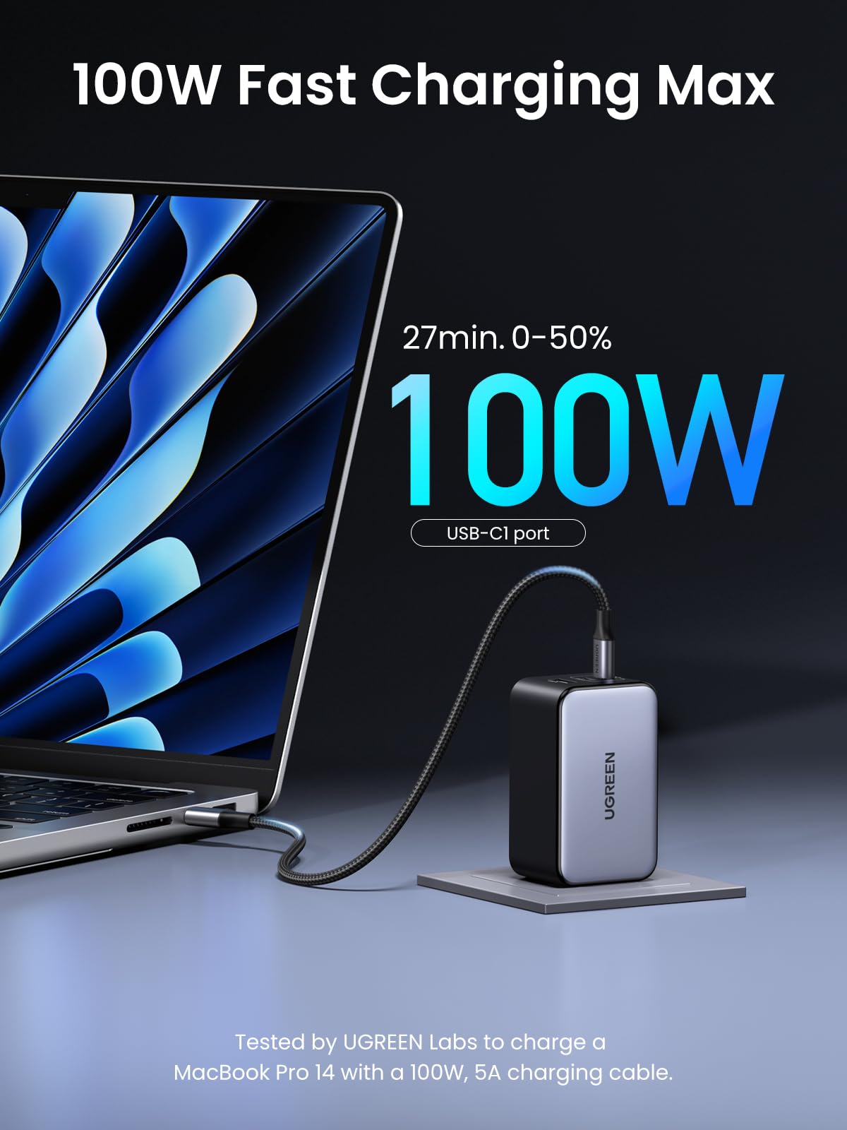 UGREEN Nexode 100W GaN USB C Charger Block - 3-Port Fast Charging Brick with GaN Infinity™ Chip for MacBook Pro/Air, iPad, ThinkPad, iPhone 16/15, Galaxy S24/S23, Pixel - Perfect for Travel, Office & Home Charging