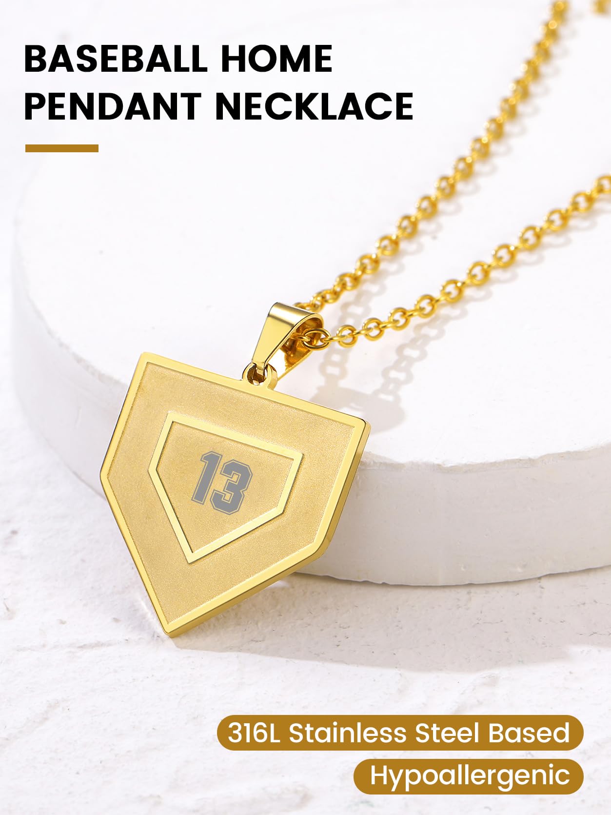 GOLDCHIC Stainless Steel Sports Necklace for Men & Teens - Football Baseball Basketball Soccer Softball Jewelry with Durable Chain | Athlete Gift for Players & Sports Fans | Perfect for Games, Training & Everyday Wear