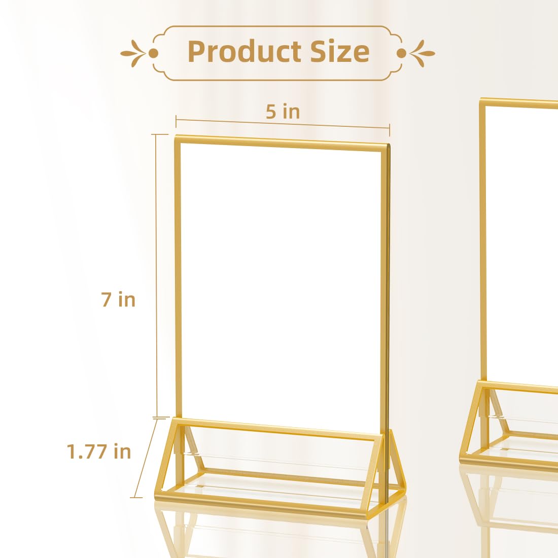 5X7 Gold Double Sided Acrylic Sign Holders - Set of 6 Vertical Tabletop Picture Frames for Photos, Menus & Displays - Perfect for Retail Stores, Restaurants, Schools & Home Decor