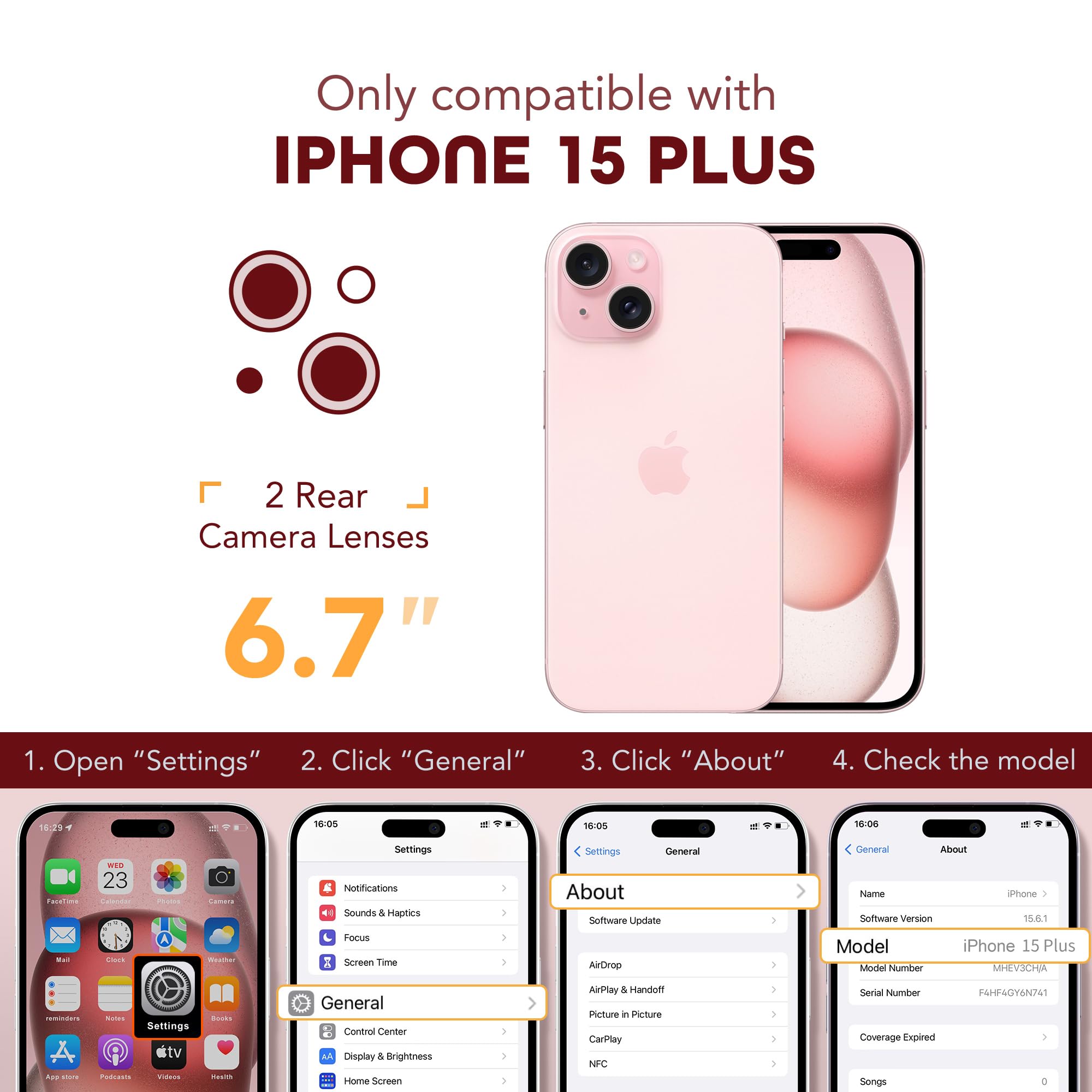 Magnetic iPhone 15 Plus Case with Magsafe Compatibility - Dustproof Design, Built-in Privacy Screen Protector, 9H Tempered Glass & Upgraded Camera Protection - Clear Protective Cover for Work, Travel & Daily Use
