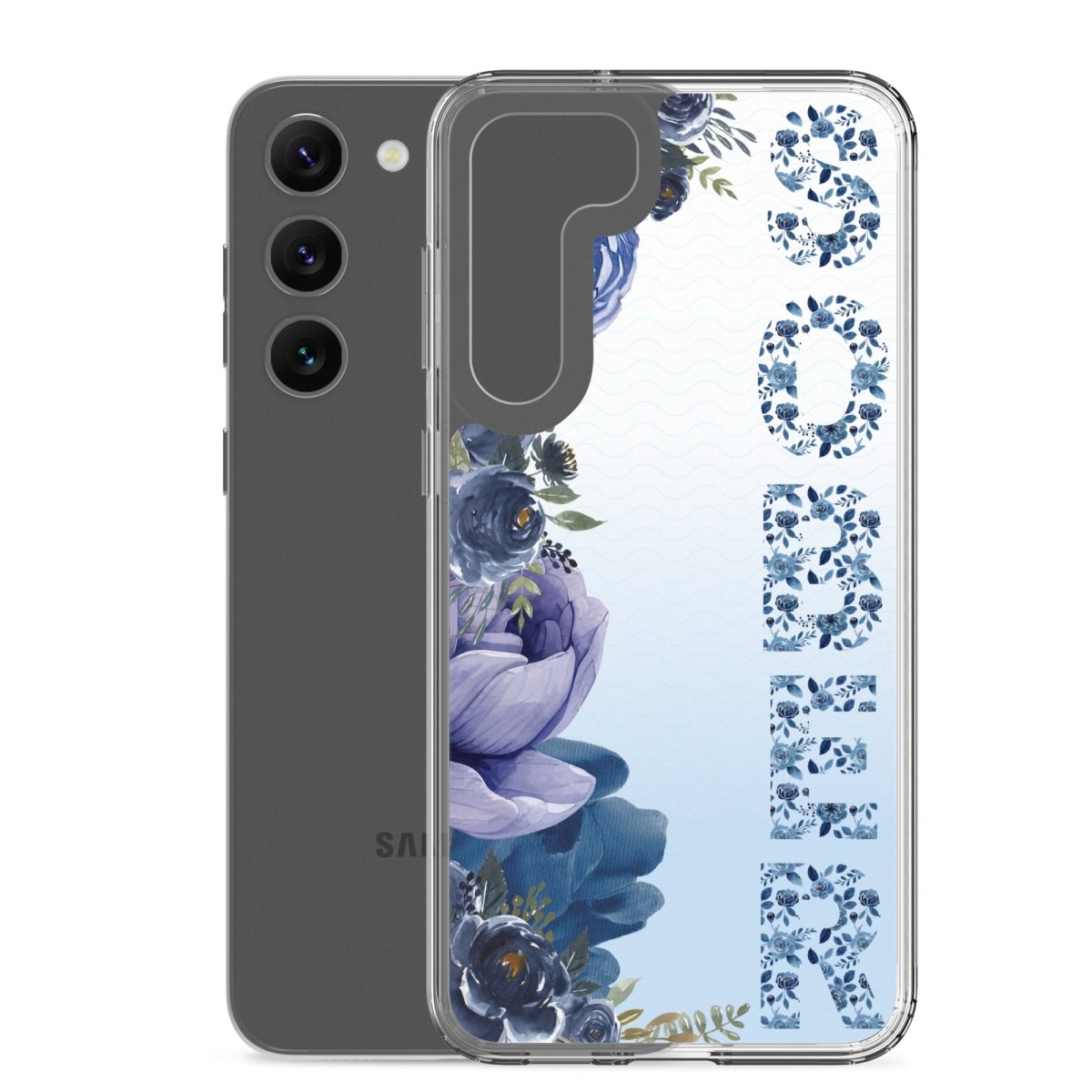 SOBER Moody Chinoiserie Samsung Phone Case - Clear Deep Floral Design Protective Cover for Galaxy S23/S22/S21 - Perfect for Women's Fashion & Home Decor Style