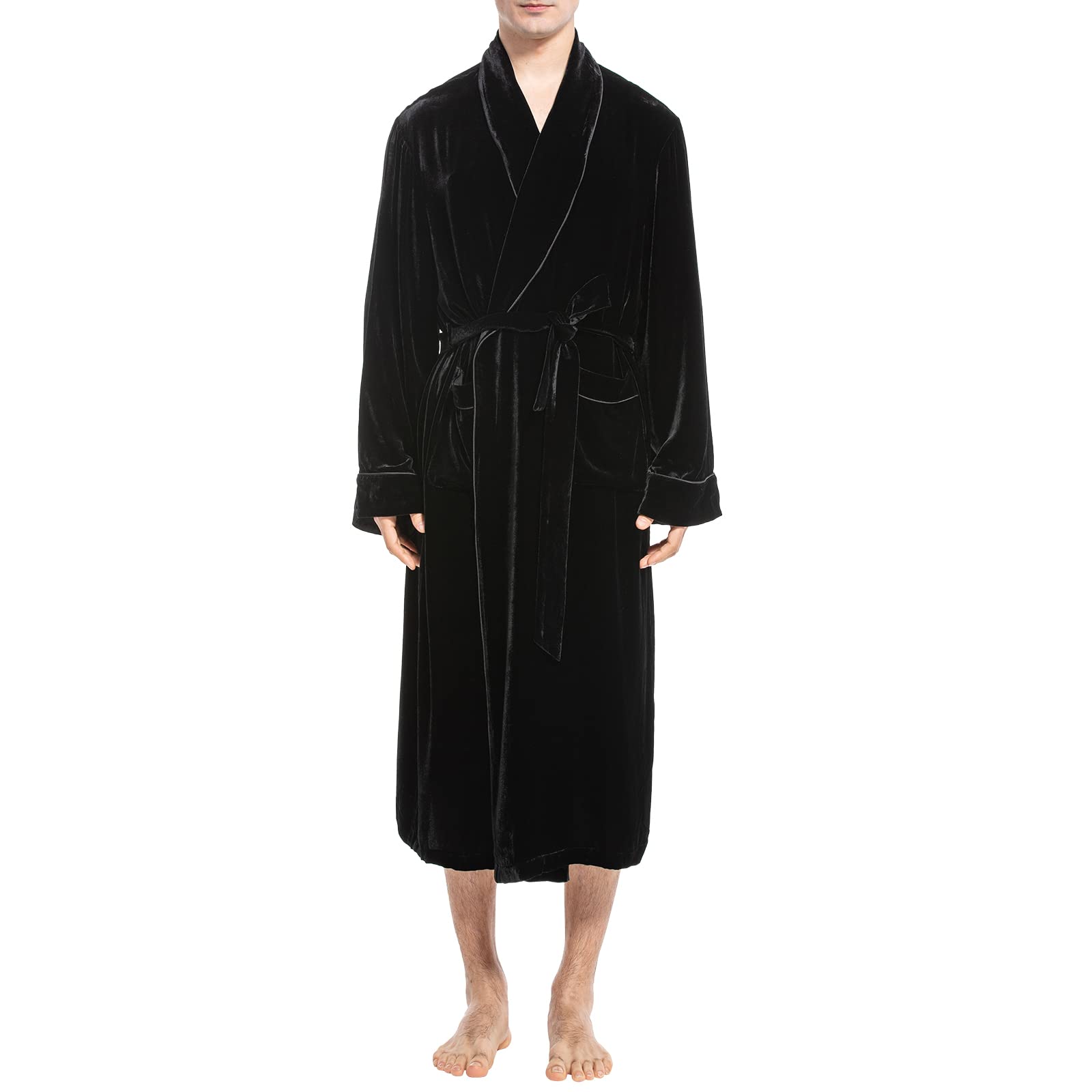 Luxury Men's Silk Velvet Robe - Soft Bathrobe & Nightgown for Autumn/Winter - Perfect for Spa, Lounge & Home Relaxation