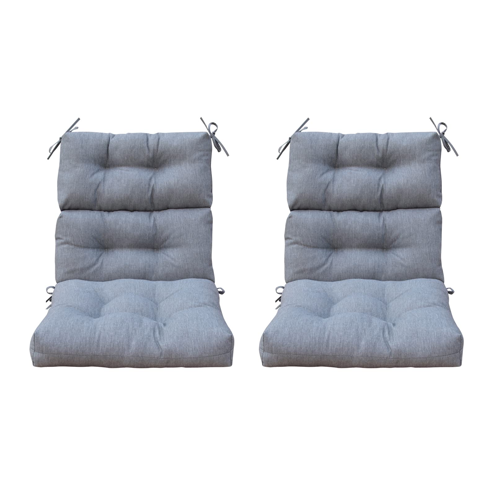 BOSSIMA Outdoor Patio High Back Lawn Chair Cushions - Tufted Square Corner Cushion Set of 2, Charcoal Grey - Perfect for Garden, Poolside & Backyard Relaxation