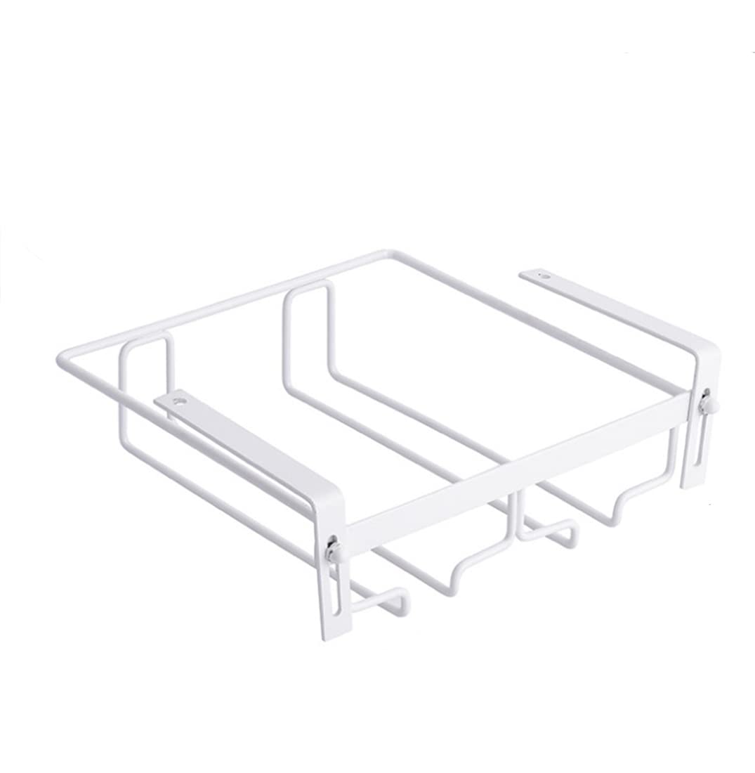 Stainless Steel Under Cabinet Wine Glass Rack - 2 Slot Hanging Stemware Holder for Kitchen & Bar - Space Saving Glassware Organizer (White) - Perfect for Small Kitchens, Home Bars & Apartment Living