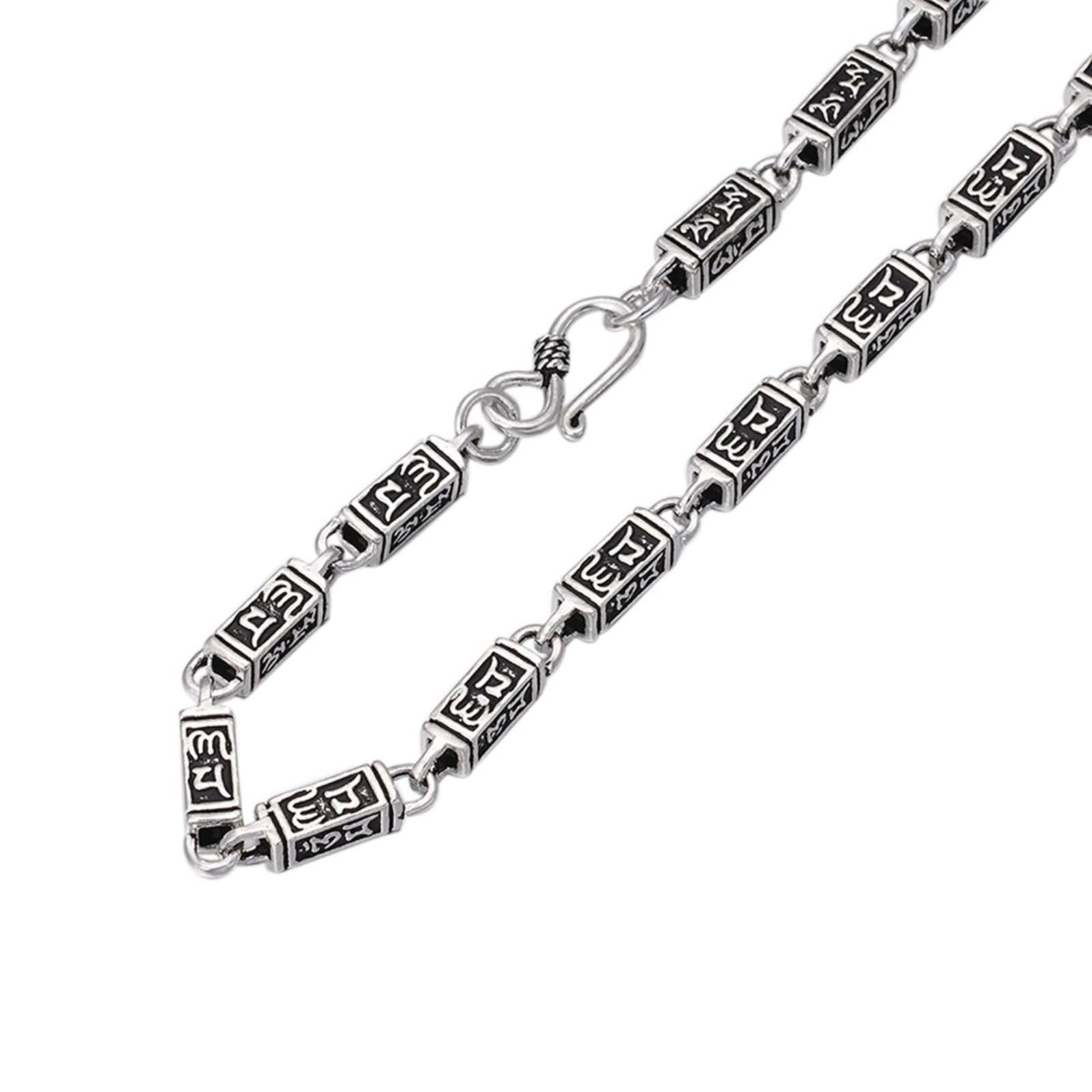 Homxi Sterling Silver 6mm Chunky Chain Necklace for Men - 20 Inch Mantra Necklace | Perfect for Casual Wear, Layering & Gifts
