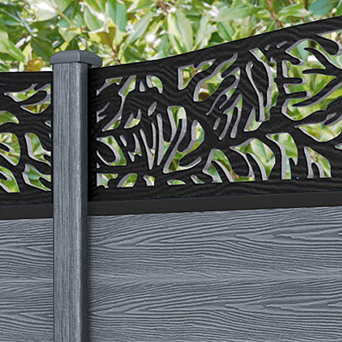 Classic Botanic Curved Top Fence Panel - Anthracite Composite Fencing with Durable Posts | Perfect for Garden Borders, Backyard Privacy, and Landscape Decoration