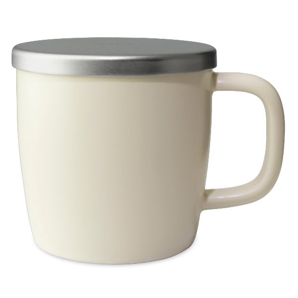 FORLIFE Small Dew Mug with Infuser & Lid - 11oz Ceramic Tea Cup with Strainer - Perfect for Loose Leaf Tea, Herbal Infusions & Hot Beverages at Home or Office