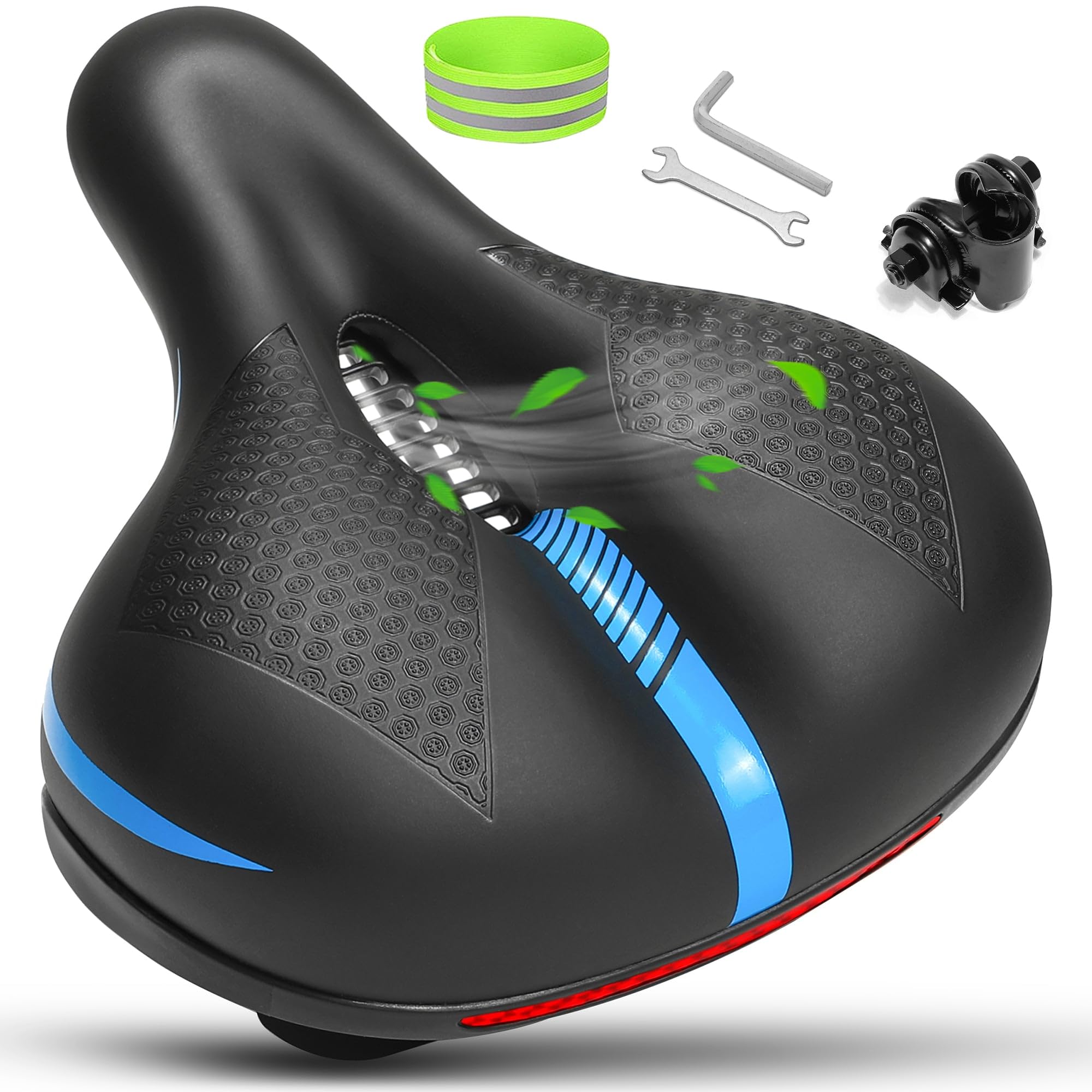 Comfortable Memory Foam Bike Seat for Men & Women - Thick Soft Bicycle Saddle Cushion - Universal Replacement for Mountain Bike, Ebike, Beach Cruiser & Stationary Bikes - Perfect for Commuting, Cycling & Outdoor Adventures