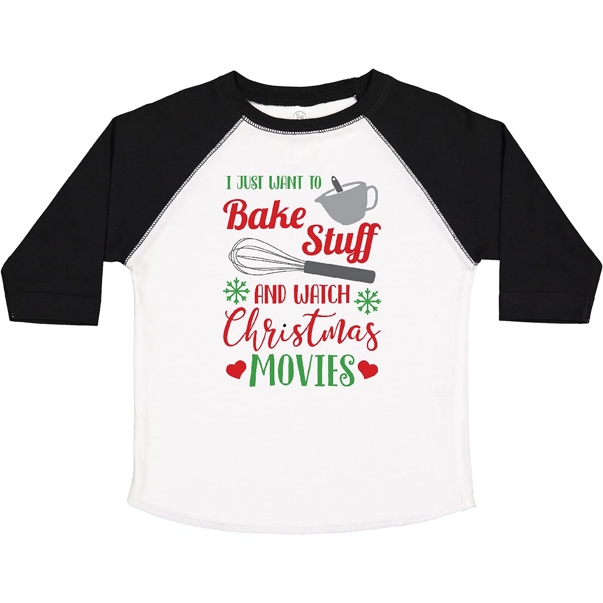 Inktastic 'I Just Want to Bake Stuff and Watch Christmas Movies' Toddler T-Shirt - Cute Holiday Baking Outfit for Kids Christmas Party & Family Photos