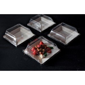 Koyal 6.5-Inch Clear Square Dessert Plate Dome Lids - Set of 120 - Perfect for Bakery Display, Cake Protection, and Food Presentation at Parties, Weddings & Catering Events