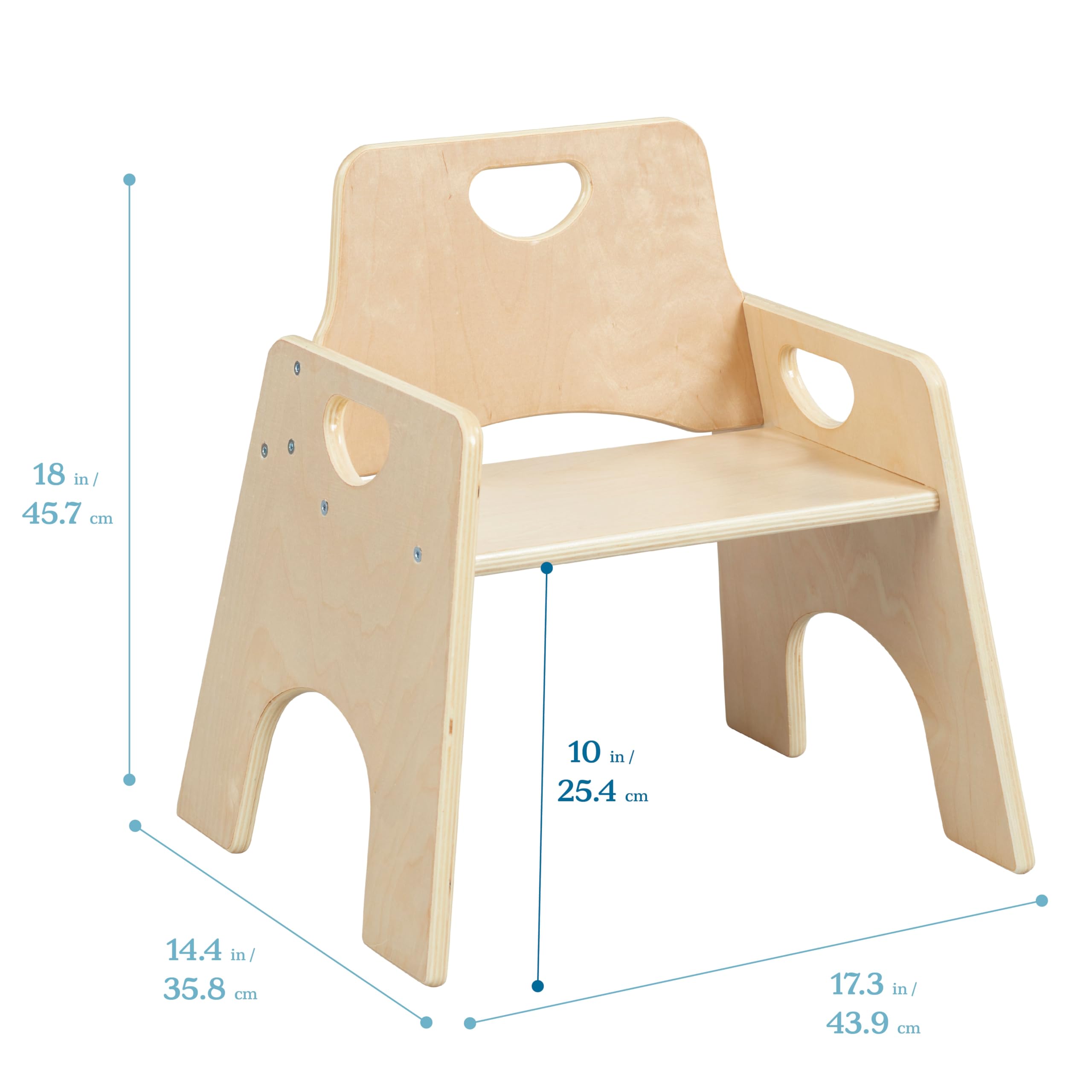 ECR4Kids Stackable Wooden Toddler Chairs for Kids - 10 Inch Natural Wood Children's Furniture Set of 2 - Perfect for Daycare, Preschool & Home Playrooms